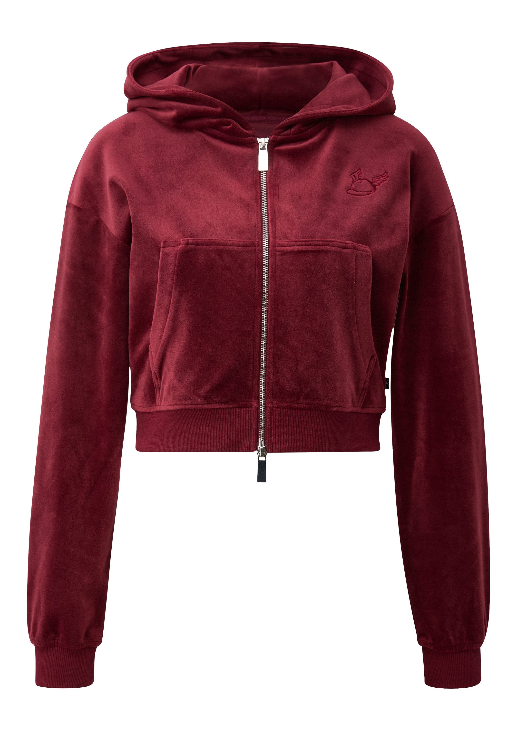 QS Sweatjacke Sweatshirt Sweatjacke aus weichem Nicki mit Logo-Stickerei, Q günstig online kaufen