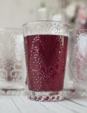 Sendez Tumbler-Glas 6 Trinkgläser mit Relief 350ml Cocktailgläser Saftgläser Rotweingläser Weißweingläser