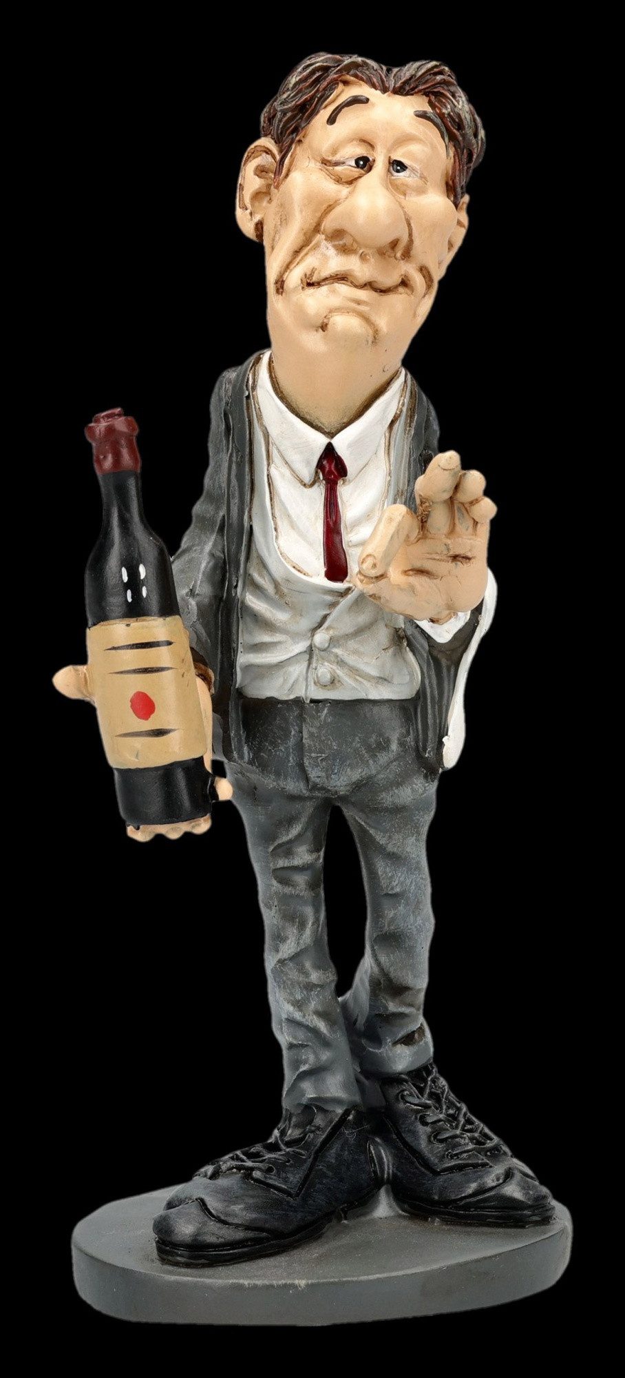 Figuren Shop GmbH Dekofigur Wein Figur Sommelier – Humorvolle Sammlerfigur Warren Stratford 13 cm