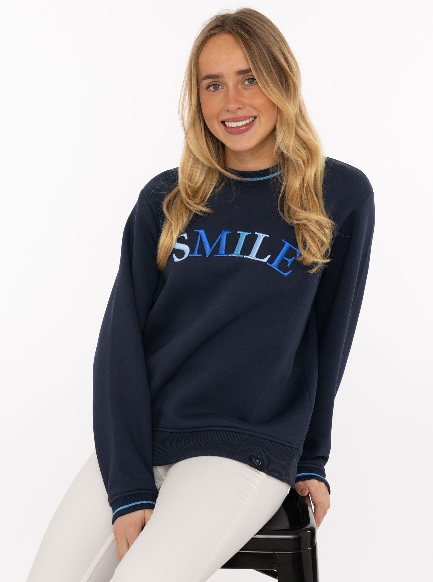Zwillingsherz Hoodie "Smile Shine" Rundhals, mit Lurexstreifen an den Bündc günstig online kaufen