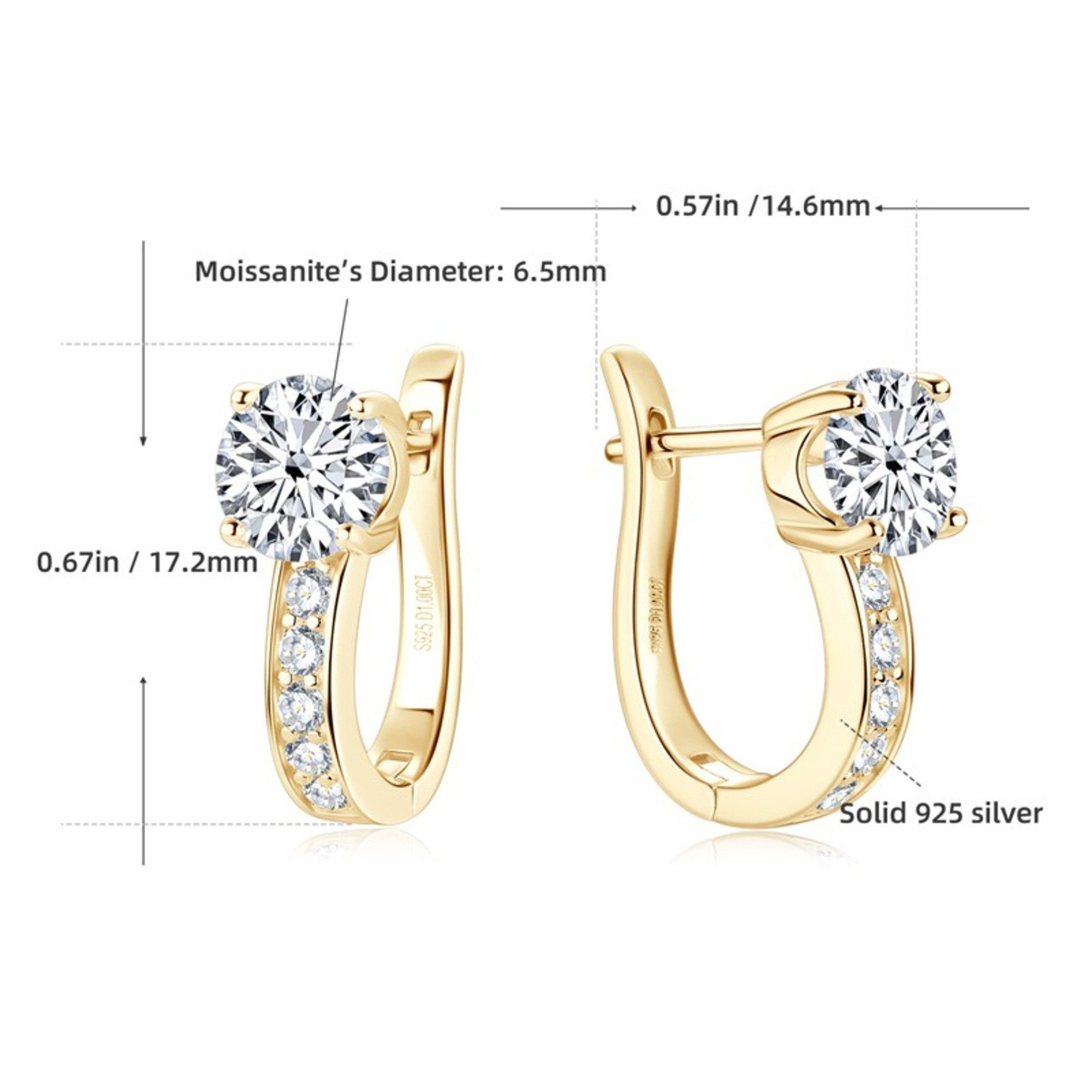 ROUGEMONT Paar Creolen Moissanit Damen Creolen Ohrringe mit Echtheitszertifikat 18K Gold, Echtschmuck mit Echtheitszertifikat – Bild 4 von 5
