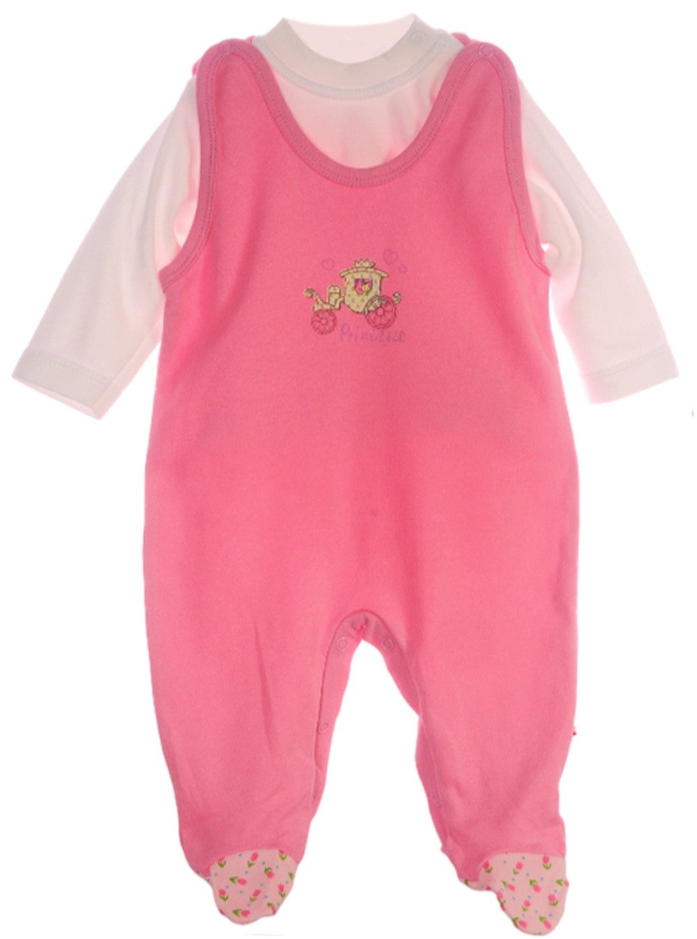 Strampler Stramplerhose Langarmshirt Baby Anzug in Rosa Creme