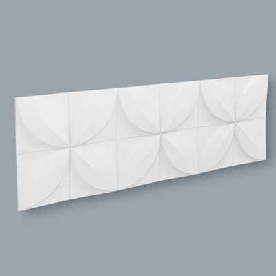 NMC 3D Wandpaneel Polyurethan, 380 x 1135 x 28 mm, Weiß, Akustik 3D Wandpaneele