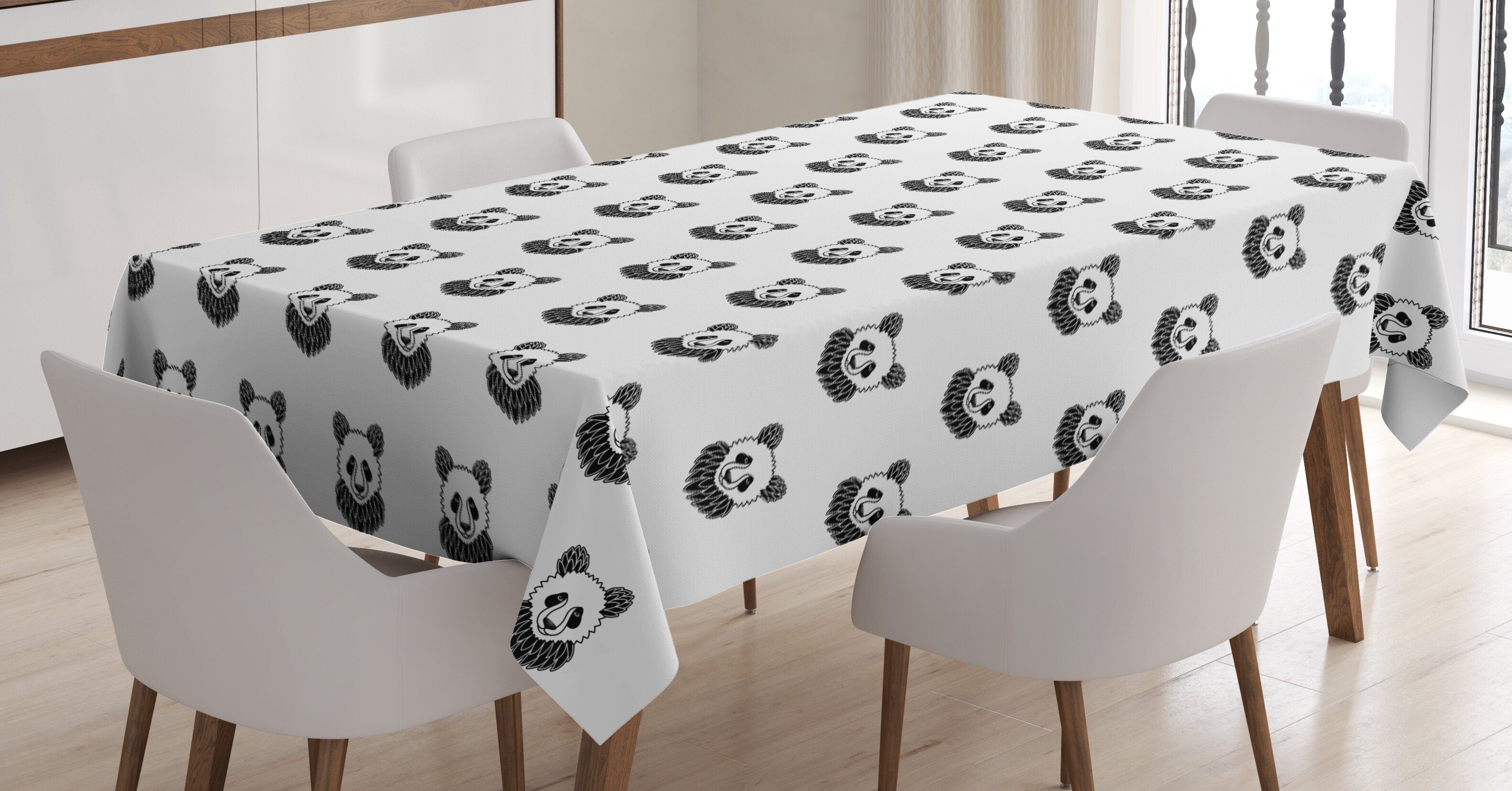Tätowieren Portraits Panda-Bär Tischdecke Abakuhaus Außen geeignet Farbfest Bereich Für Klare Waschbar Farben, den