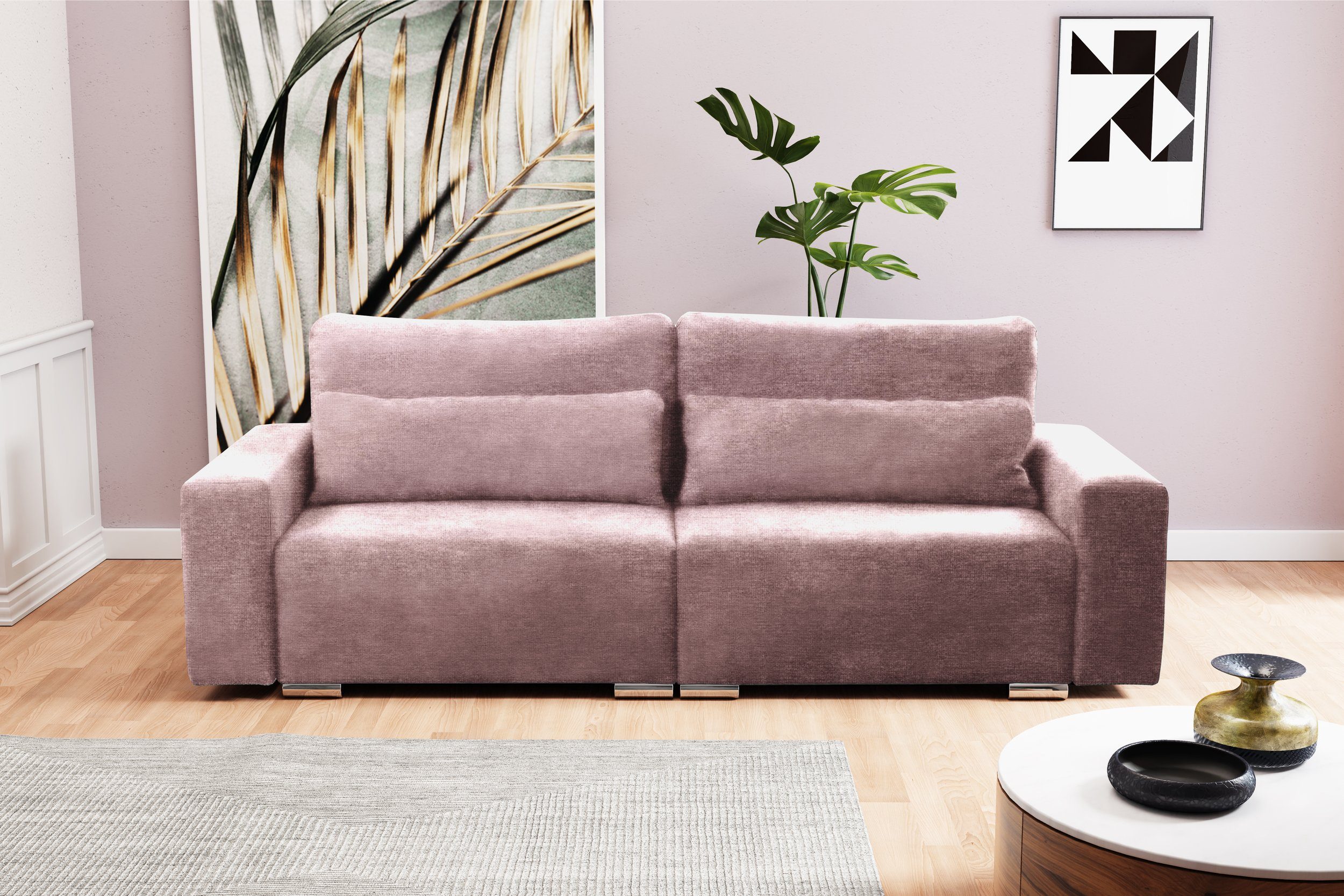 frei 3-Sitzer Design, Modern Raum im Sofa, Modern 2-Sitzer, inklusive Afina, Kissen, mit Stylefy Bettfunktion, stellbar,
