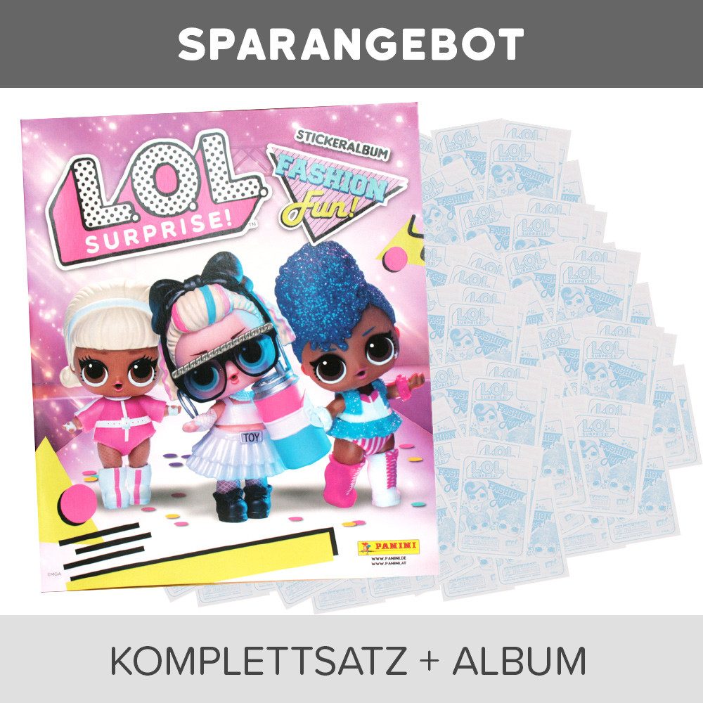 Panini Sammelkarte Panini LOL Surprise 3 Fashion Fun Sammelsticker Komplettsatz + Album