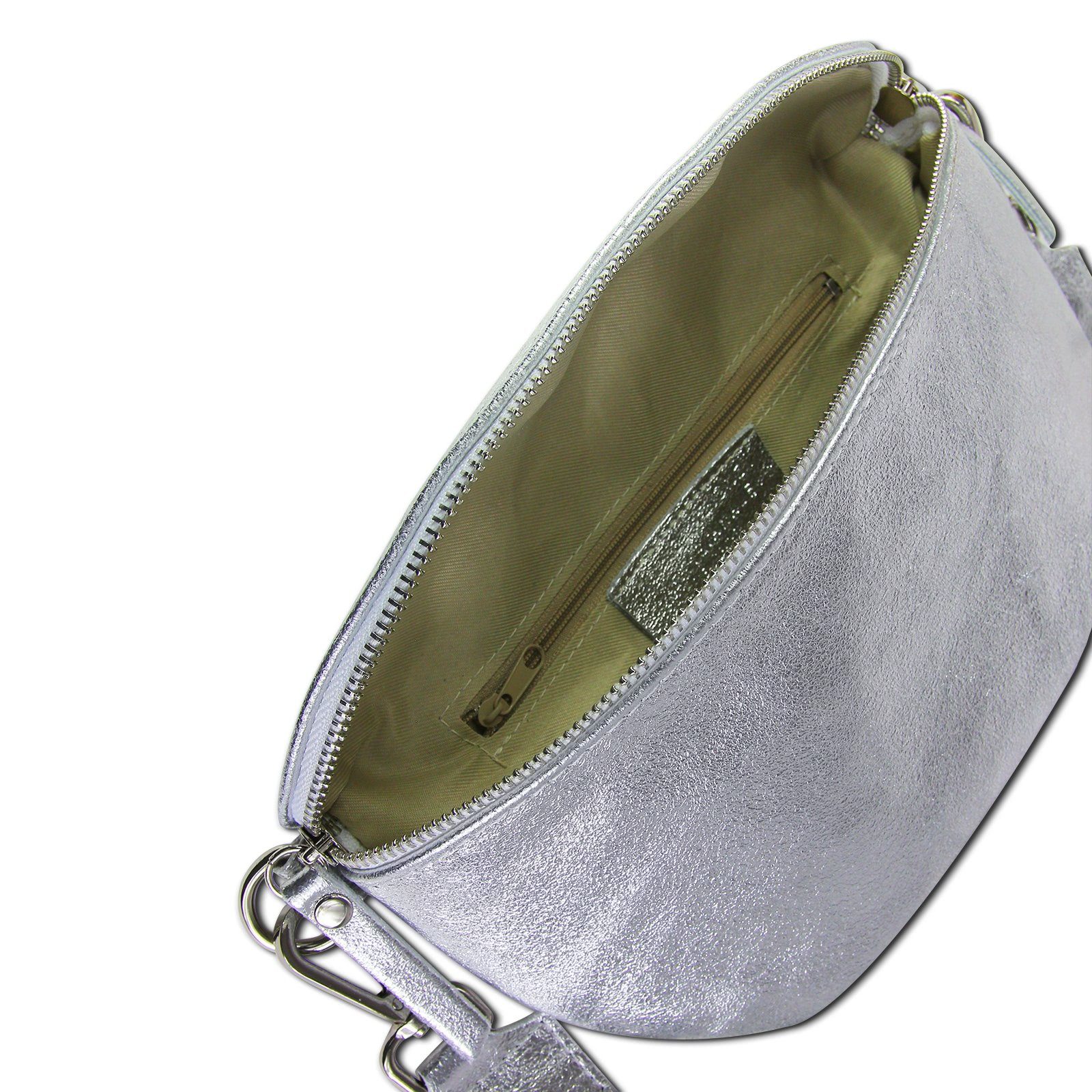 Toscanto Gürteltasche Toscanto Damen Gürteltasche Leder silber (Gürteltasche), Damen Gürteltasche Leder, silber, mehrfarbig ca. 25cm x ca. 15cm