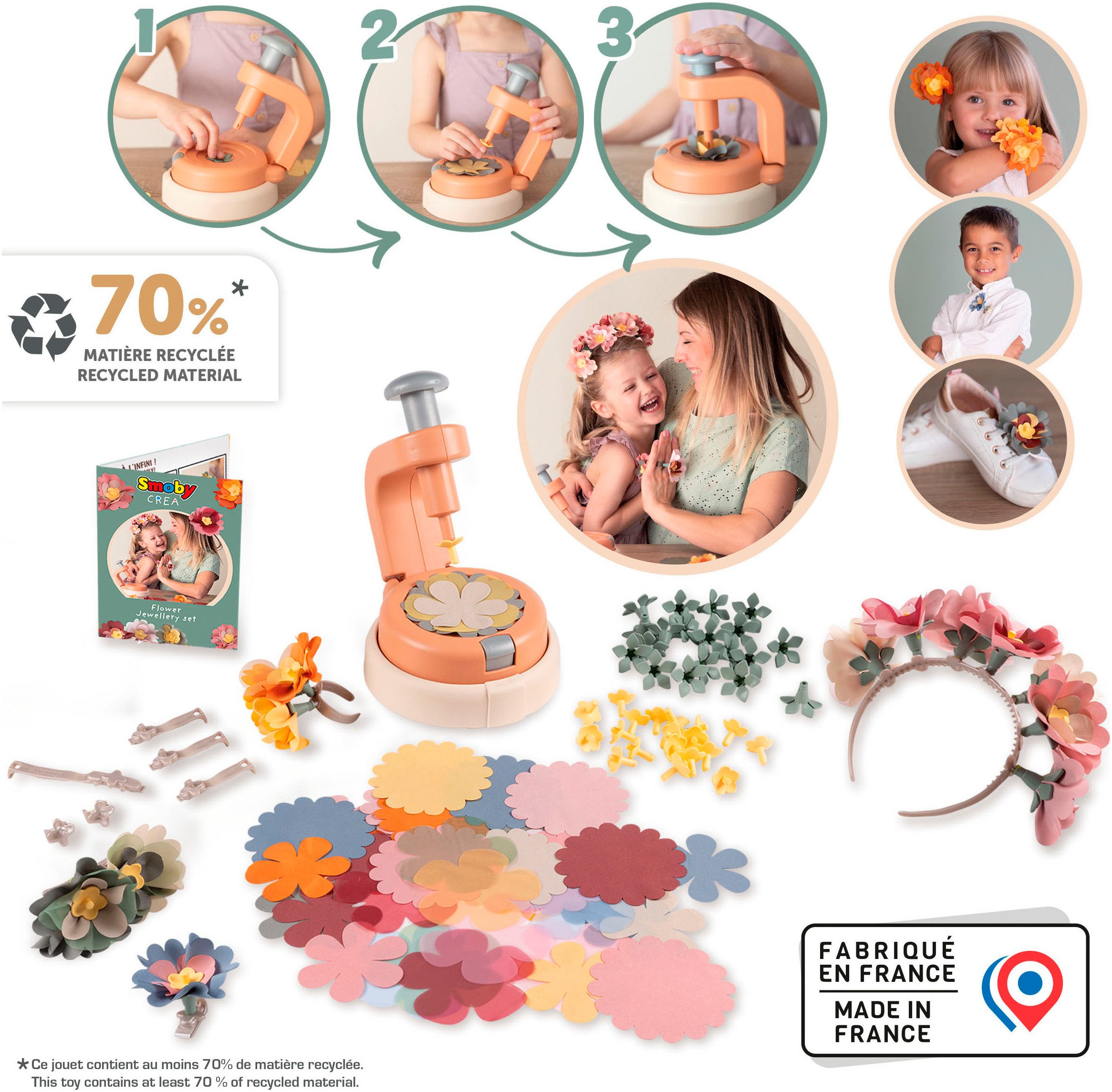 Smoby Kreativset Crea Flower Schmuck-Bastelset, Made in Europe