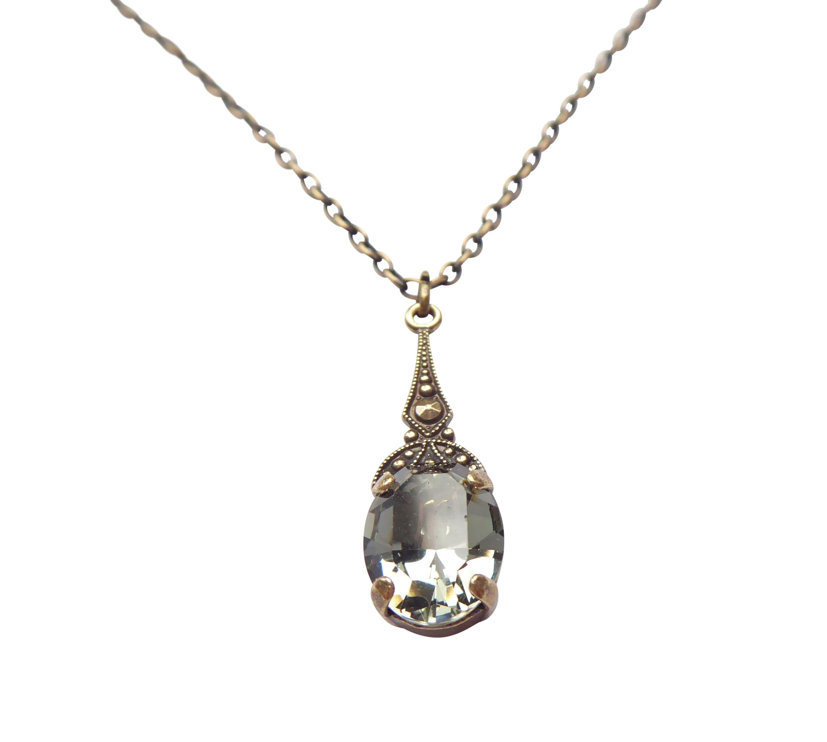 Mugello Gliederkette Bea Kette grau Retro Vintage-Kette Art Deco altmodisch, Handgefertigter Modeschmuck, made in Germany