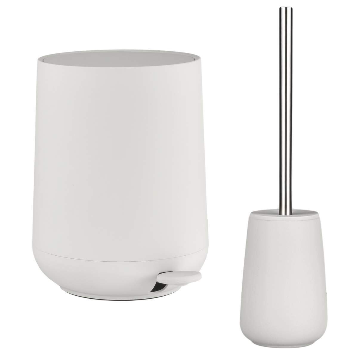 Zone Denmark Badaccessoire-Set "Nova" matt, skandinavisch, matte Oberfläche, Spar-Set, 2 tlg., Pedaleimer 5 Liter mit leisem Deckel und Toilettenbürste