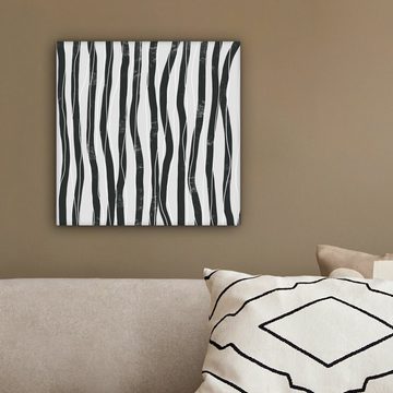 OneMillionCanvasses® Leinwandbild Kunst - Abstrakt - Linien - Schwarz - Weiß, (1 St), Leinwand Bilder für Wohnzimmer Schlafzimmer, 20x20 cm