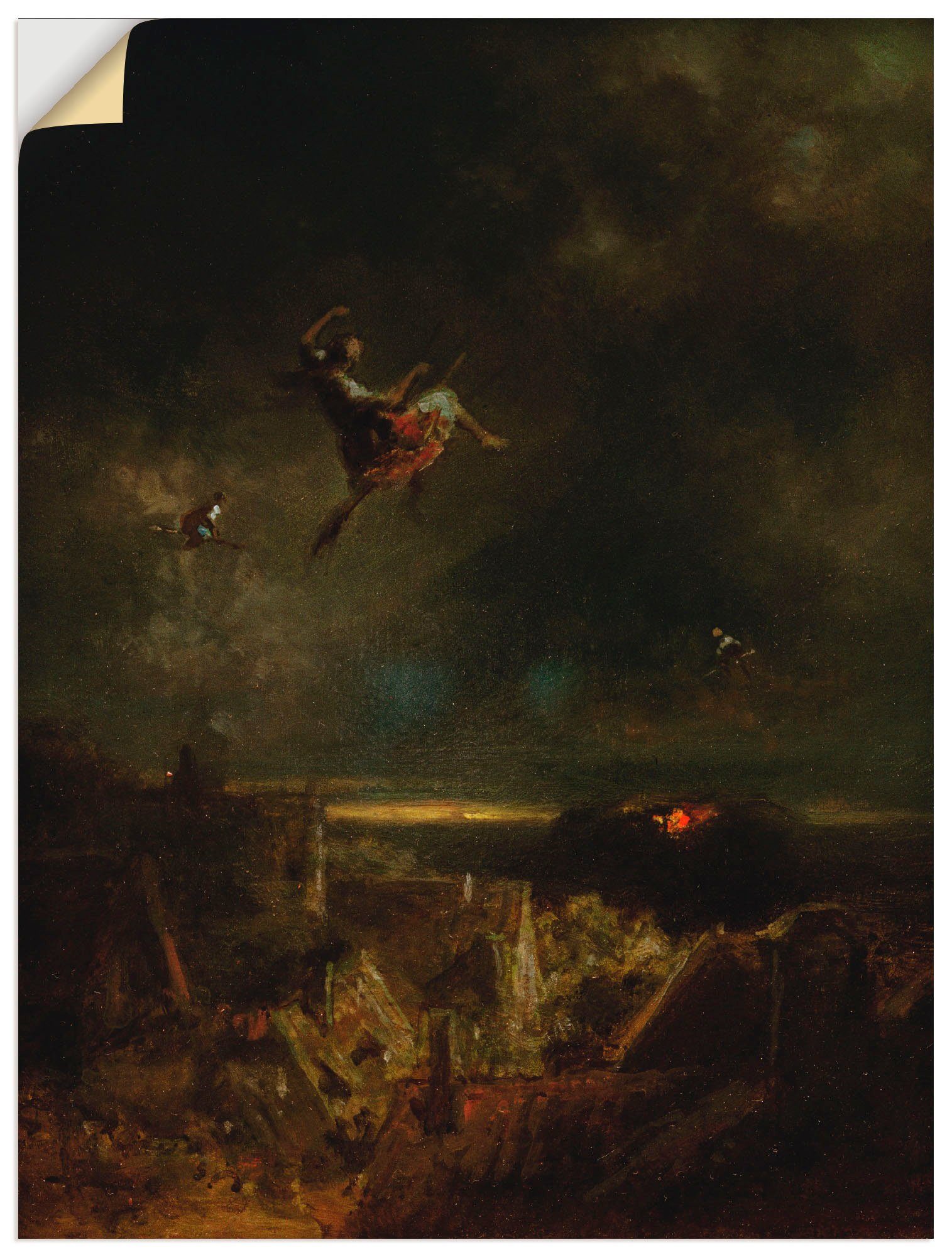 Artland Wandbild Hexenritt Um 1875, Dark Fantasy (1 St), als Leinwandbild, Wandaufkleber oder Poster in versch. Größen