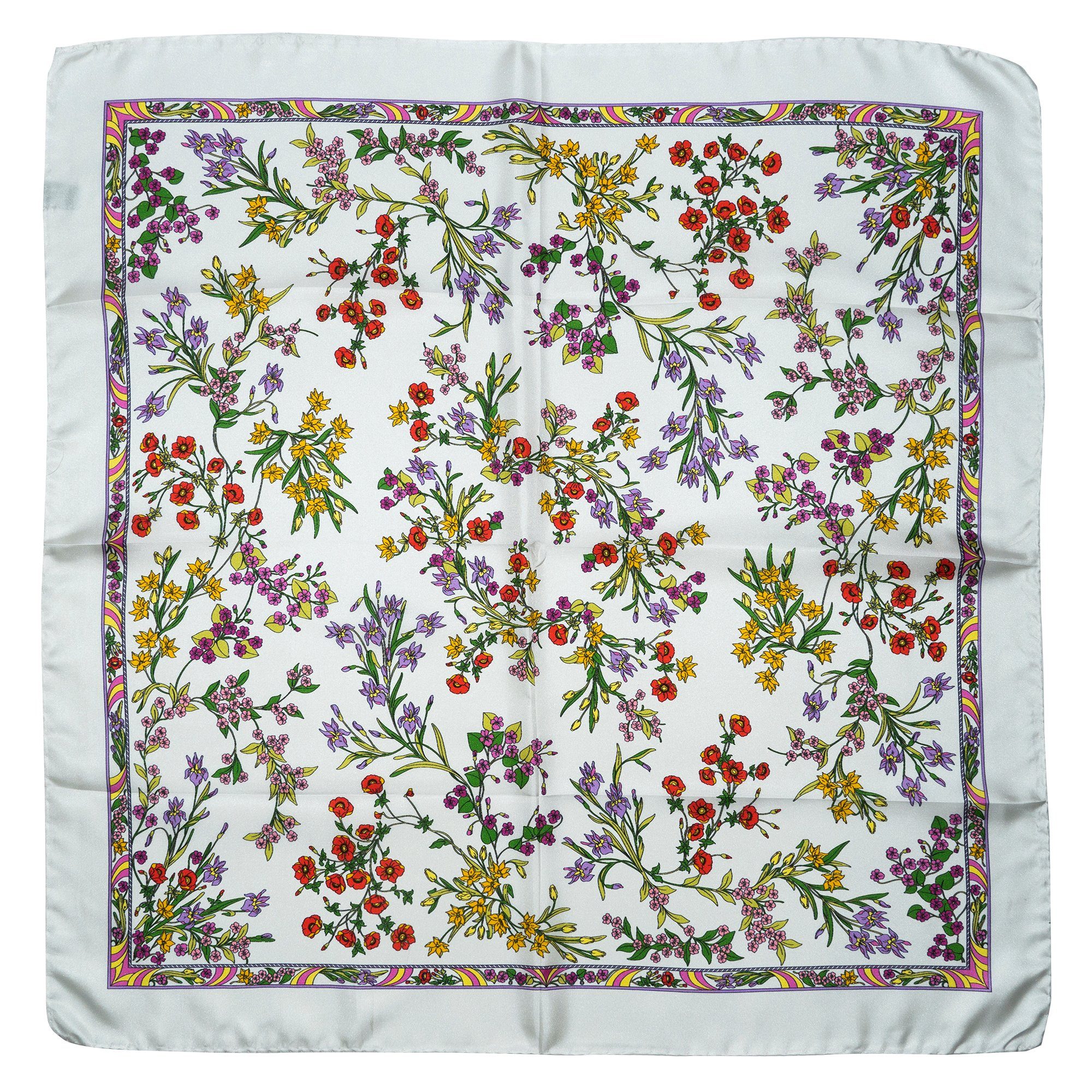 FLORALS, Weiß So Seide, 65cm 100% x Milano Seidentuch 65cm Made in Italy,