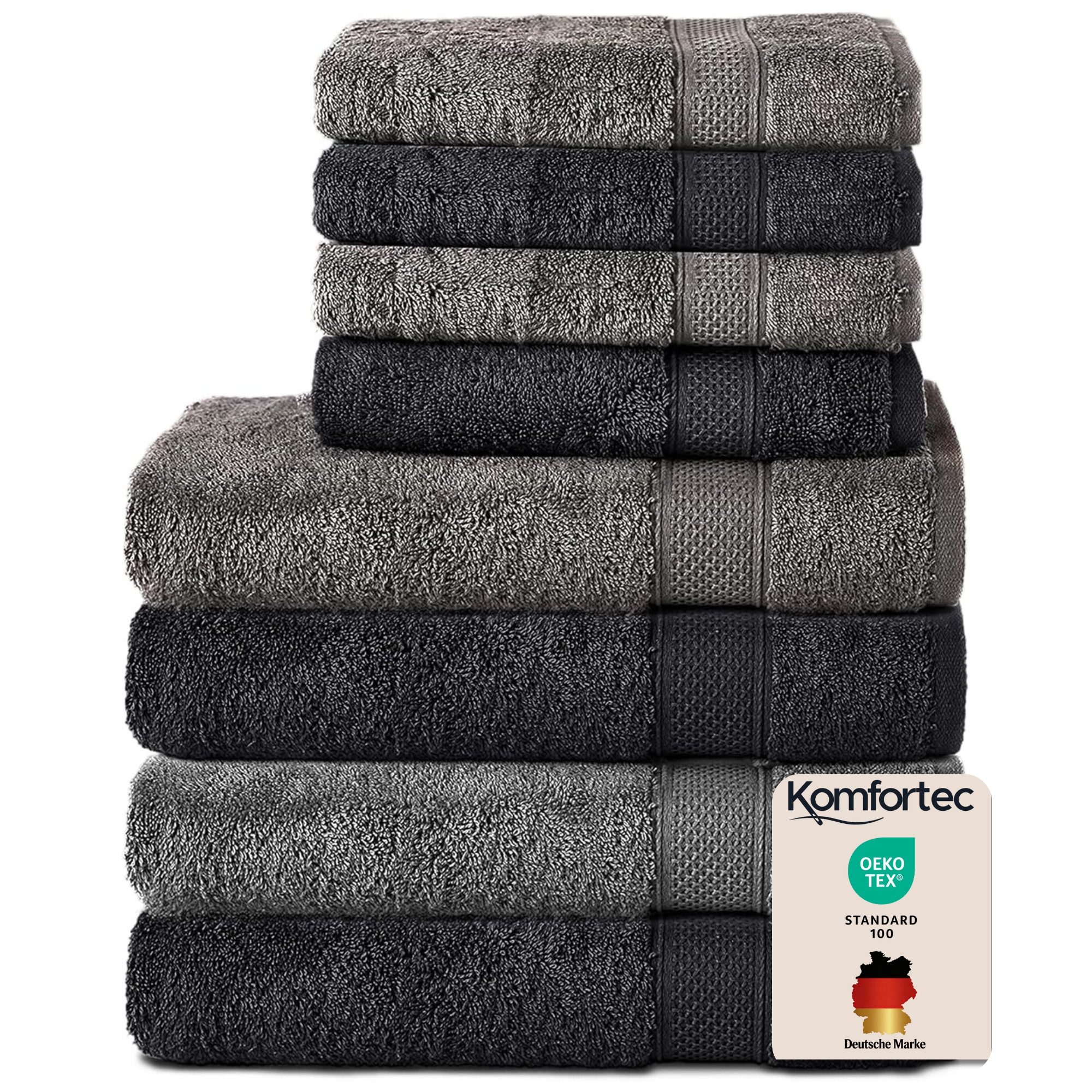 Komfortec Handtuch Set aus 100% Baumwolle, 4 Handtücher 50x100 cm und 4 Badetücher 70x140 cm, Frottee (Packung, 8-St), Duschtücher & Badehandtuch, Weich, Towel, Groß