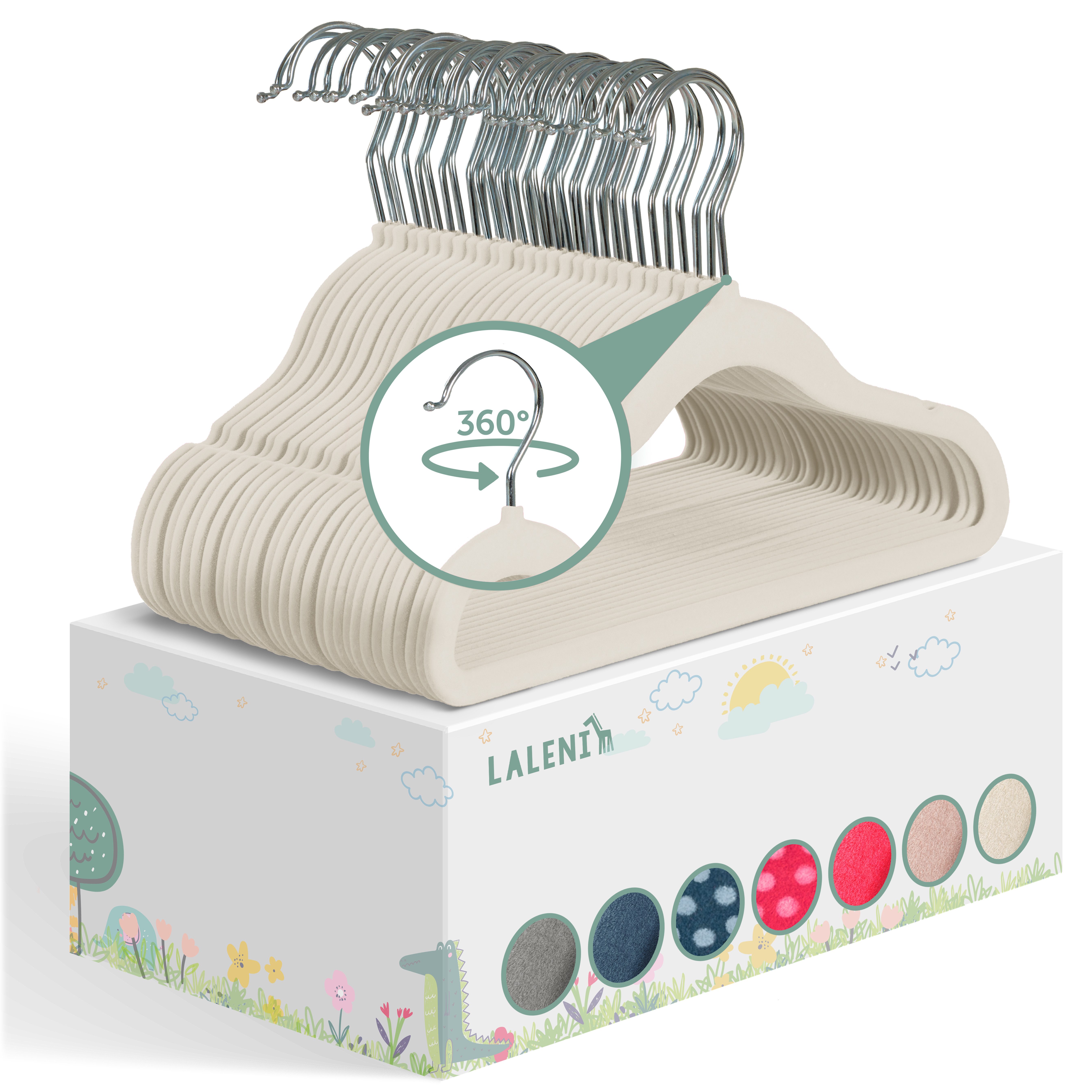 Laleni Kleiderbügel für Kinder mit Samtbezug - rutschfest, (50-tlg), 360° d günstig online kaufen