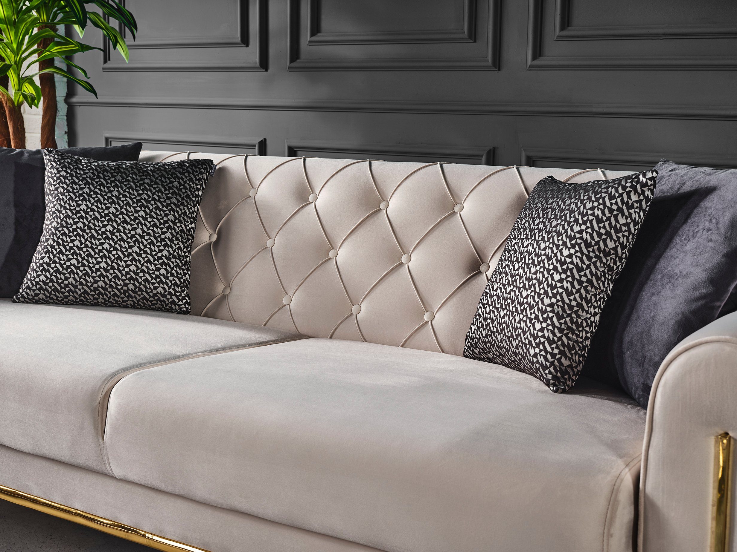 Beige Sofa Möbel Quality,strapazierfähiger 1 LUSAKA, Mikrofaser Samtstoff Handmade Villa Teil,