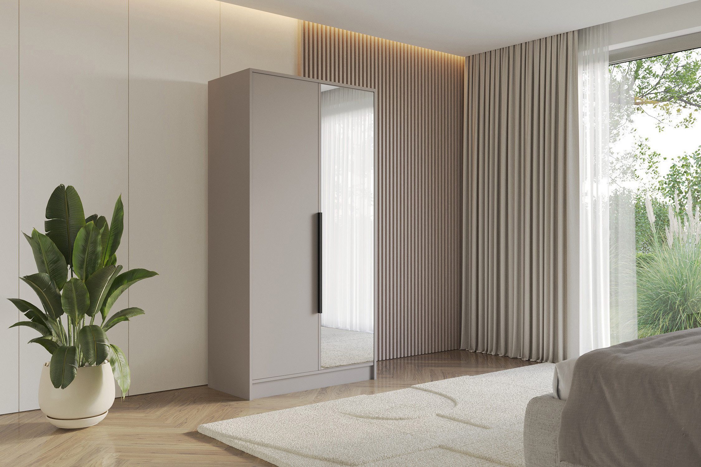 ALTDECOR Drehtürenschrank LESE (Kleiderschrank Garderobenschrank mit viel Stauraum, Moderner Schrank) Vielseitiger Drehtürenschrank mit Spiegeltüren Spiegel Flügeltüren