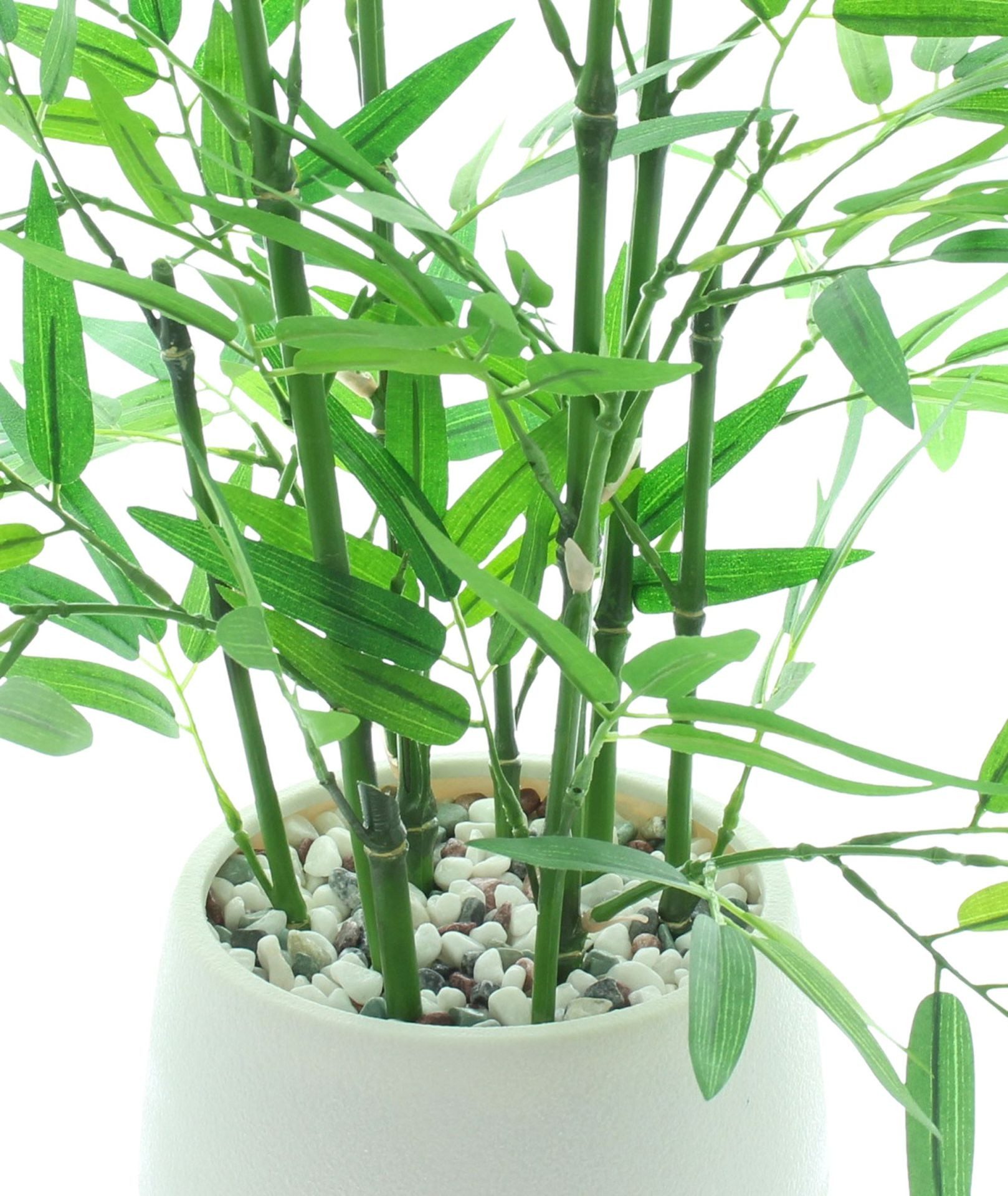Kunstpflanze Bambus weiß Topf Kunstpflanze Kunstblume Fenster Deko 46 cm, Home-trends24.de, Höhe 46 cm