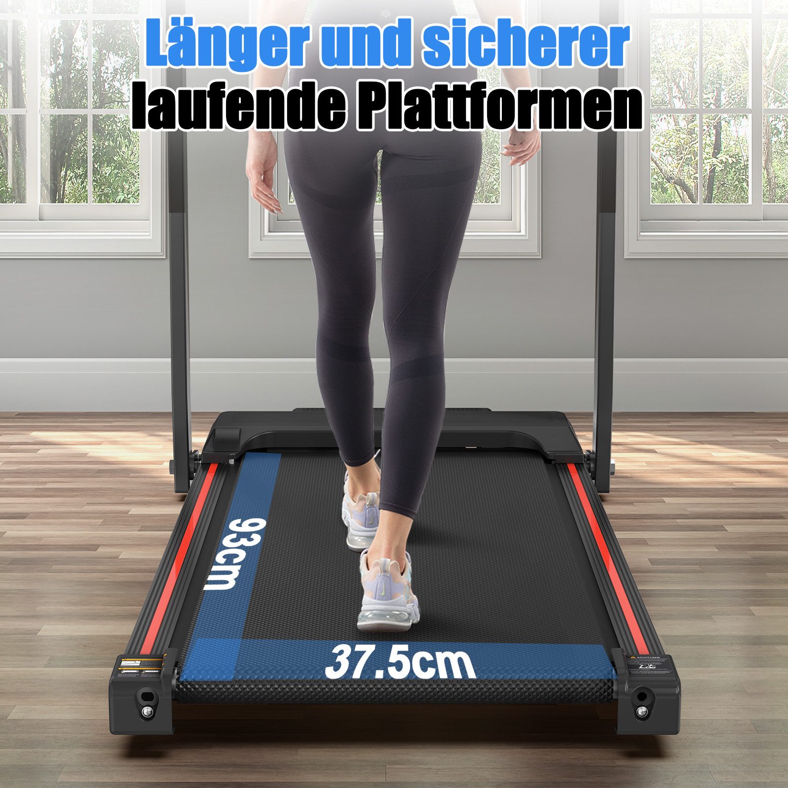 CARPAT SPORT Laufband Klappbares Laufband für Zuhause & Büro bis 12 km/h, 120 kg Belastbarkeit, LED-Display App-Steuerung, leise & transportabel