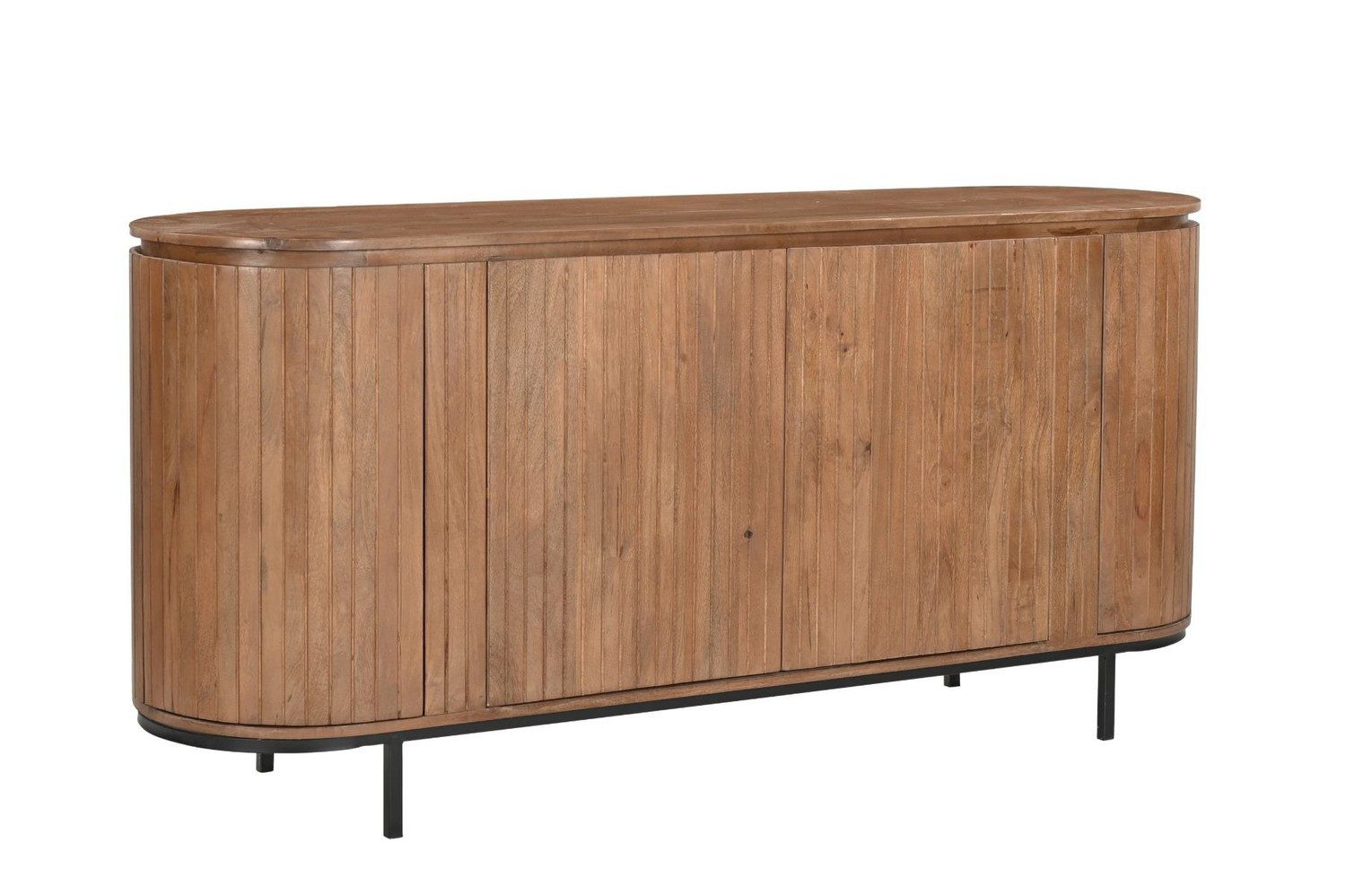 Natur24 Sideboard Noor Sideboard 170x81x43 cm Mangoholz Stahl Natur Schwarz