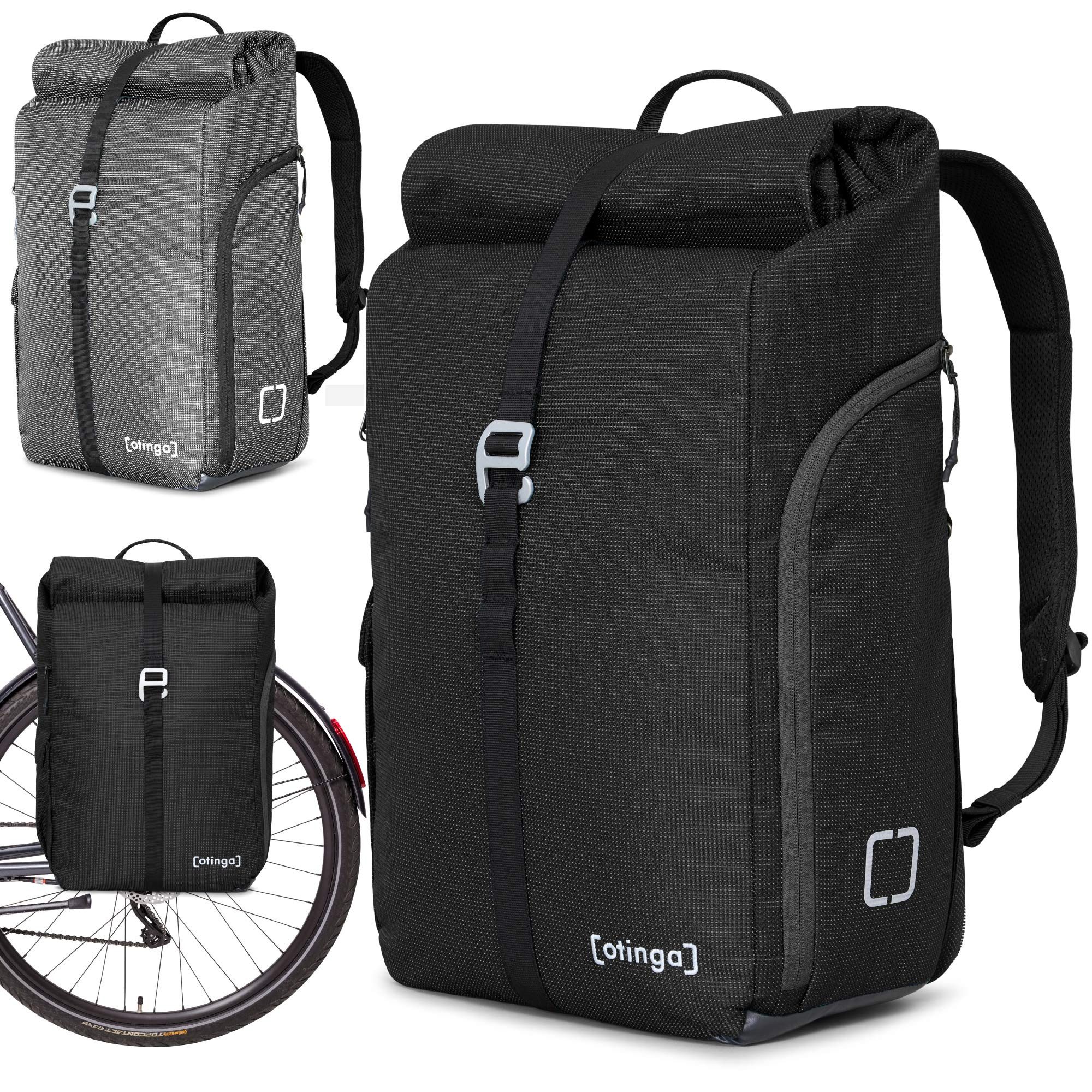 otinga Fahrradtasche Flip V3 Fahrradtasche Rucksack Wasserdicht Gepäckträgerhalterung, 34L Gepäckträgertasche mit Rucksack, Radtasche, in 3 Sekunden umgebaut
