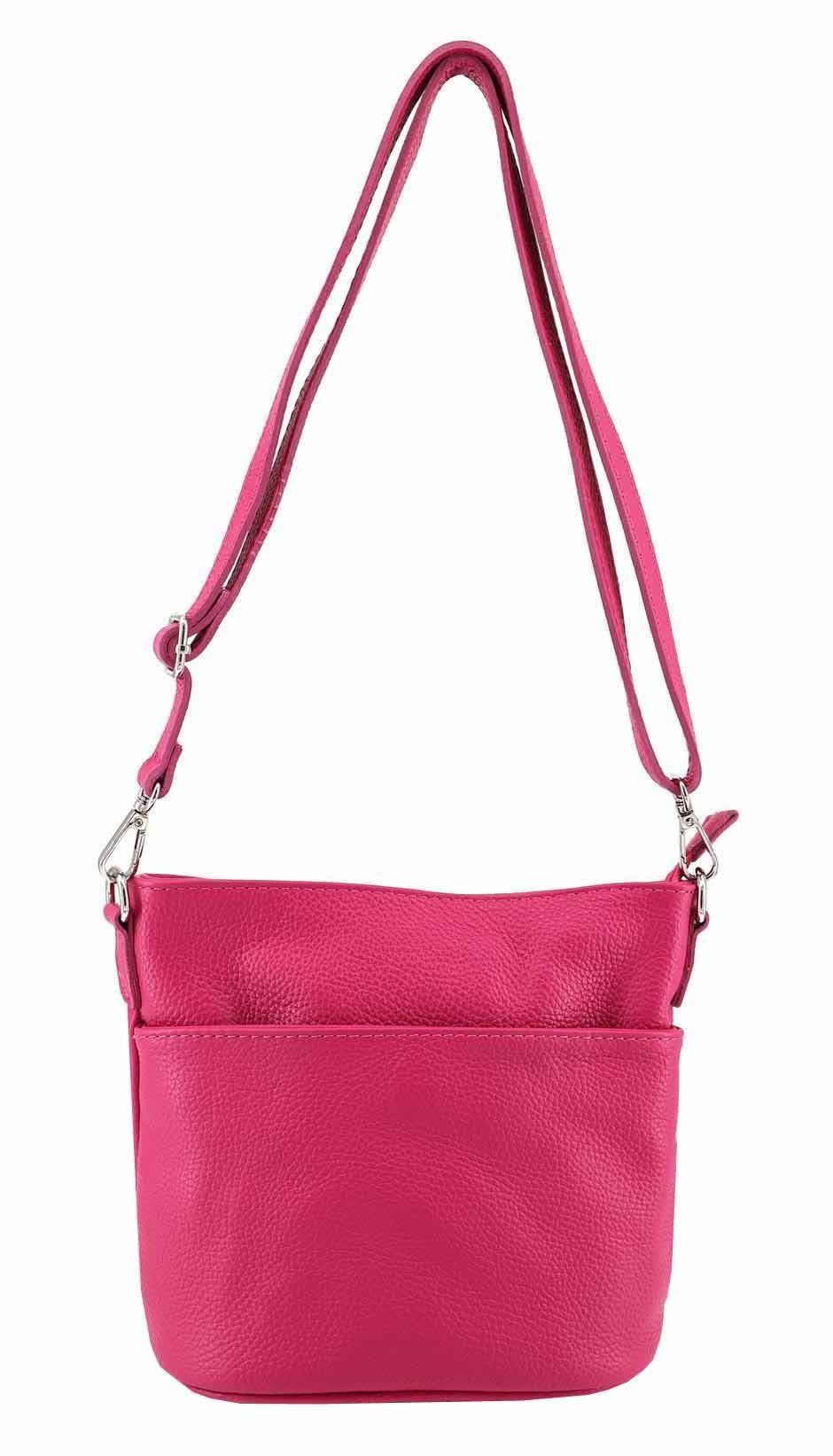 ITALYSHOP24 Schultertasche Made in Italy DAMEN LEDER TASCHE Crossbody Umhängetasche Mini Hobo Bag, Ledertasche Damentasche City Bag CrossOver Freizeit CrossBag Shopper