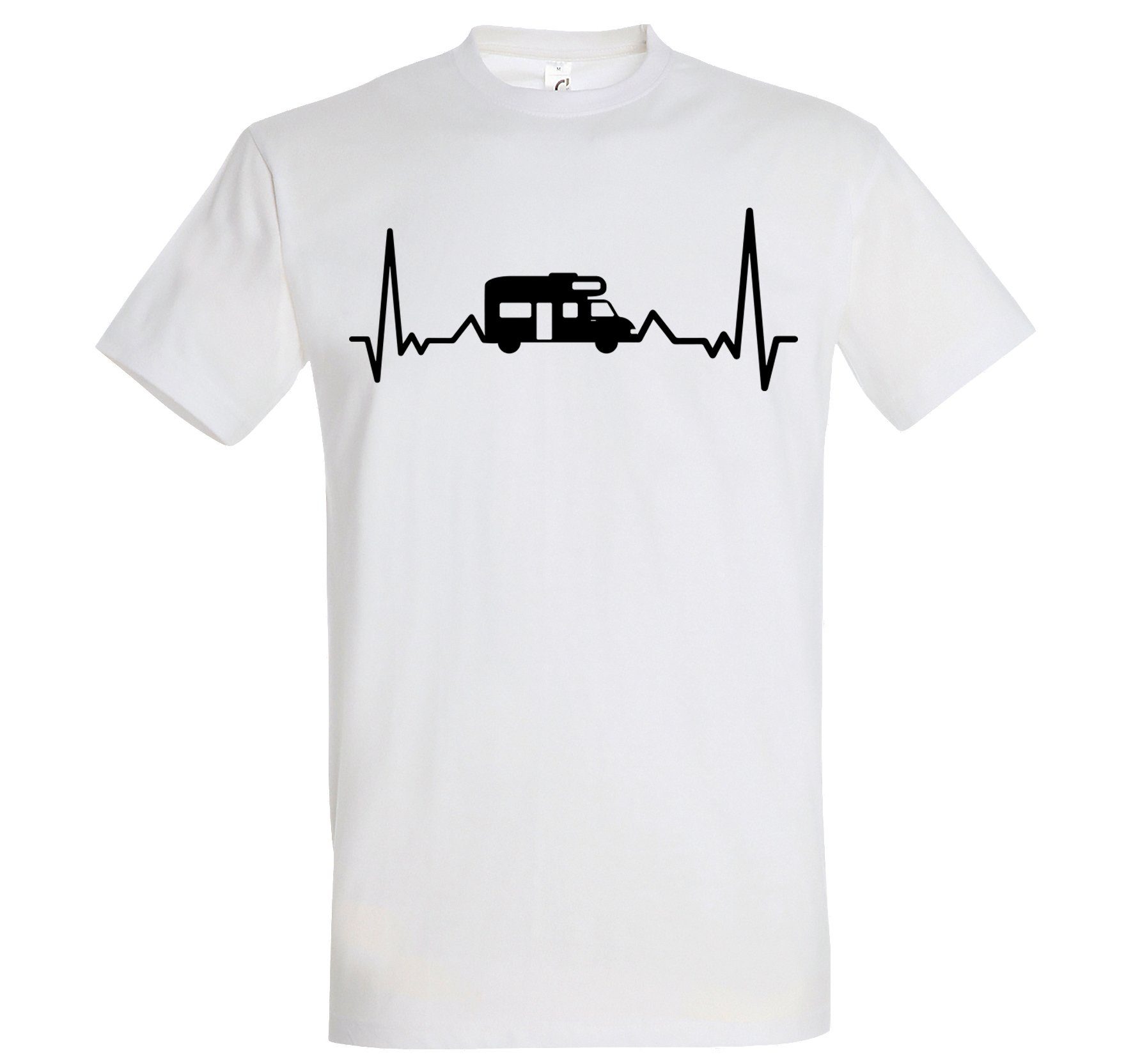 Youth Designz T-Shirt Camping Herzschlag Herren Shirt mit lutsigem Frondruck Weiß
