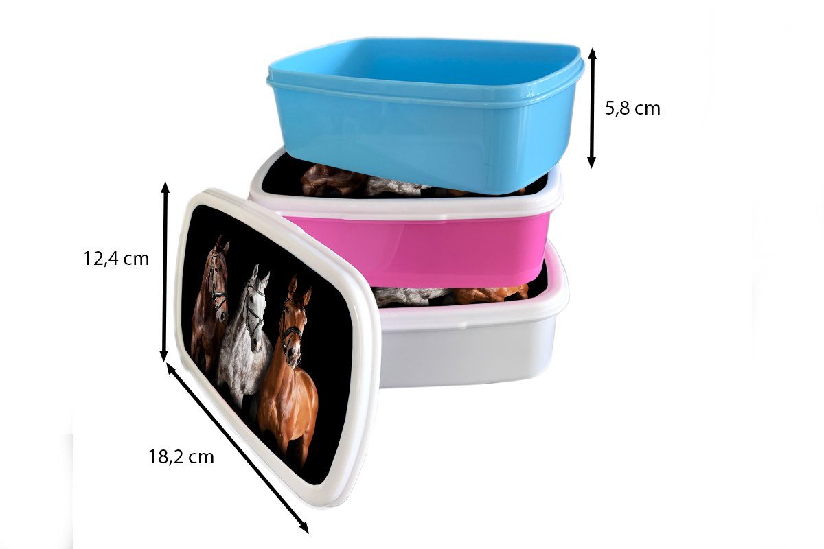 - Snackbox, (2-tlg), Kunststoff, Kunststoff Erwachsene, MuchoWow Tiere Pferde - Kinder, Brotdose Lunchbox Brotbox für rosa Mädchen, Schwarz,