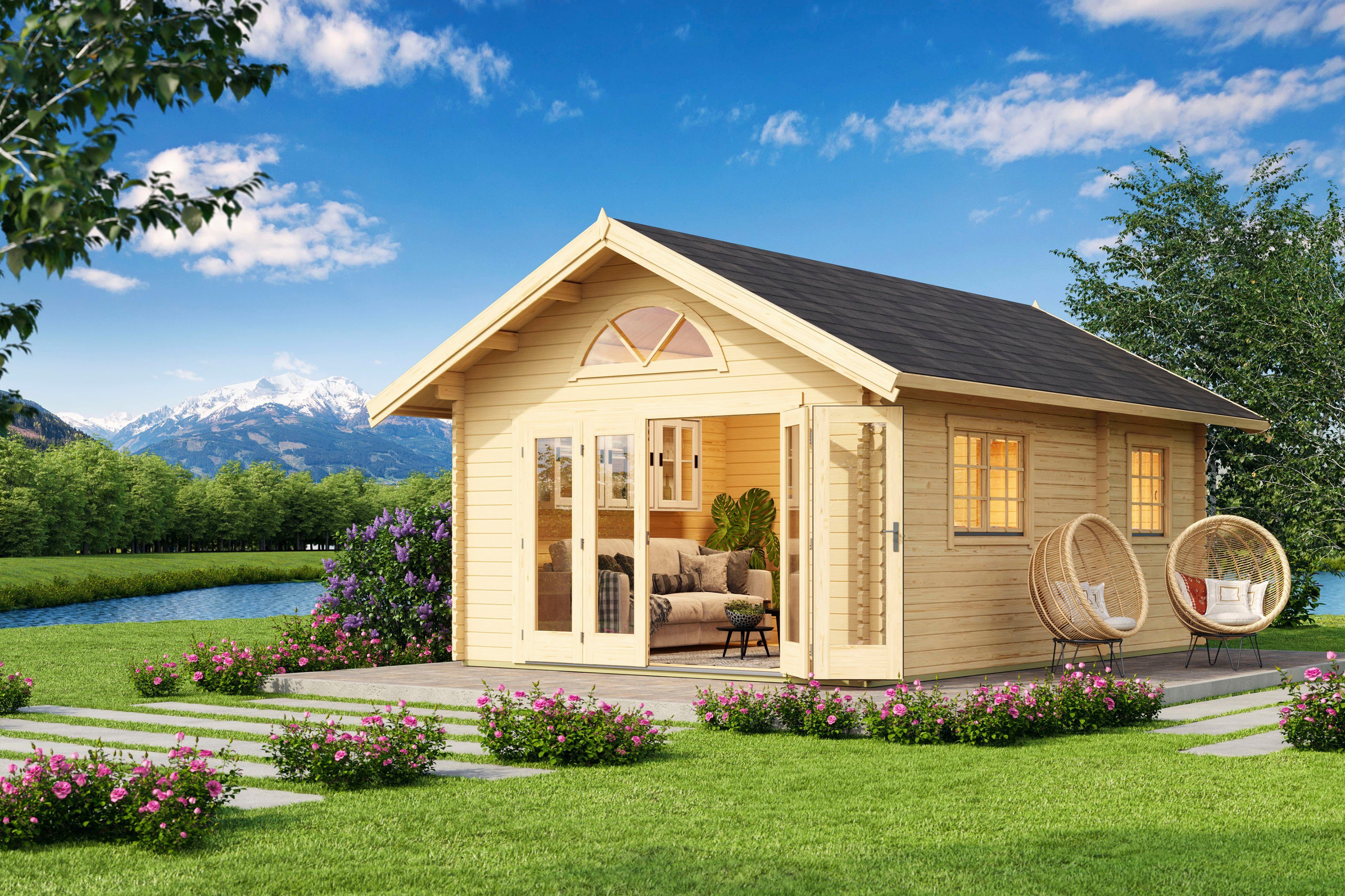 LASITA MAJA Gartenhaus CAROLINE, BxT: 675x490 cm, (Set, inkl. Fußbodenbretter zum Verlegen)