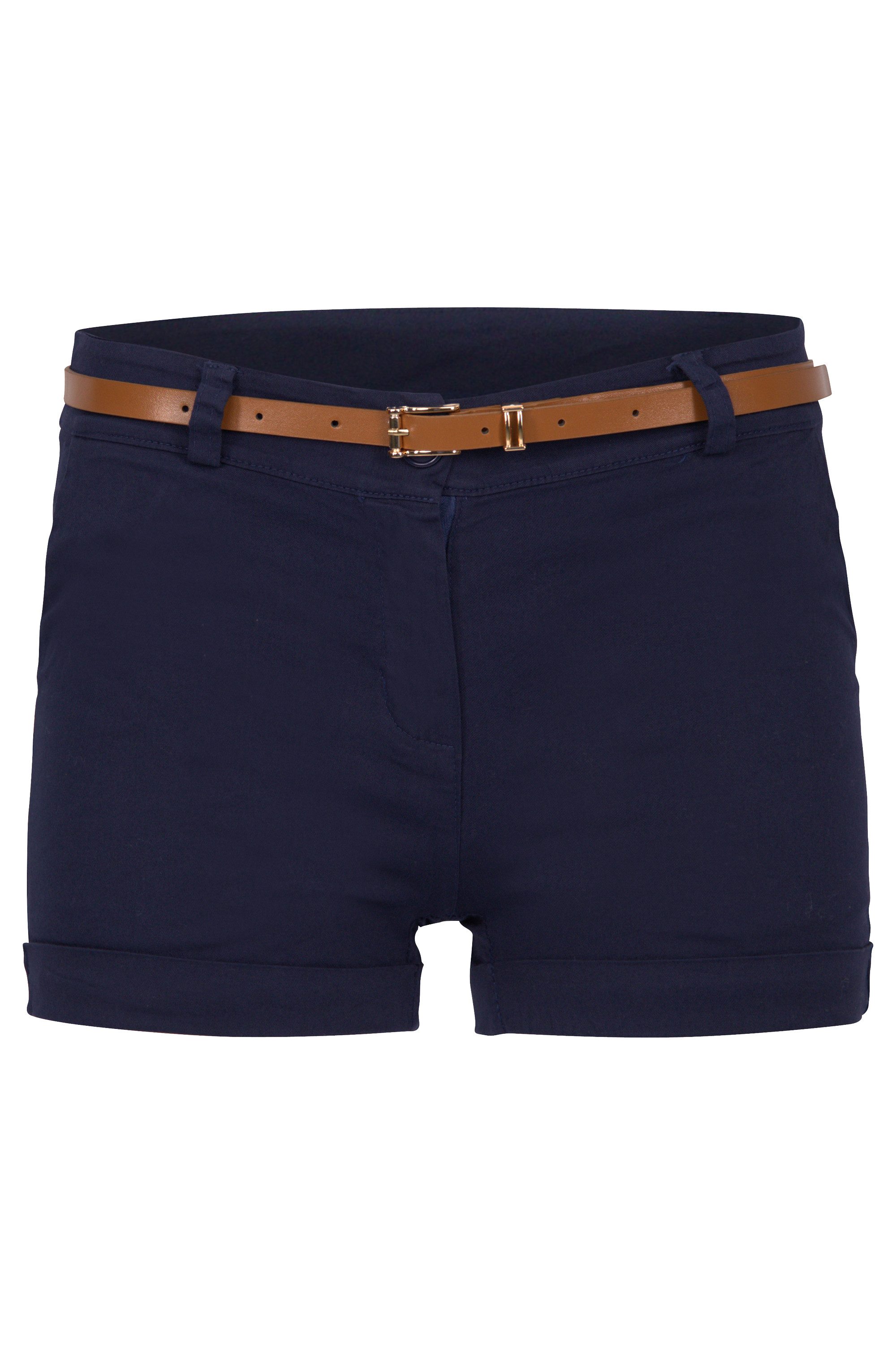 malito more than fashion Bermudas malito Damen Chino Shorts in Unifarben, lässige kurze Hose, Bermuda kurze Sommerhose mit Gürtel