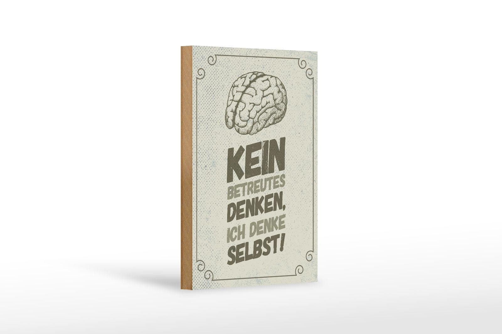 Femer GmbH Holzbild Spruch 12x18 cm Kein betreutes Denken, ich denke selbst, (1 St), Glatte Holzfaserplatte (MDF), vorn beschichtet