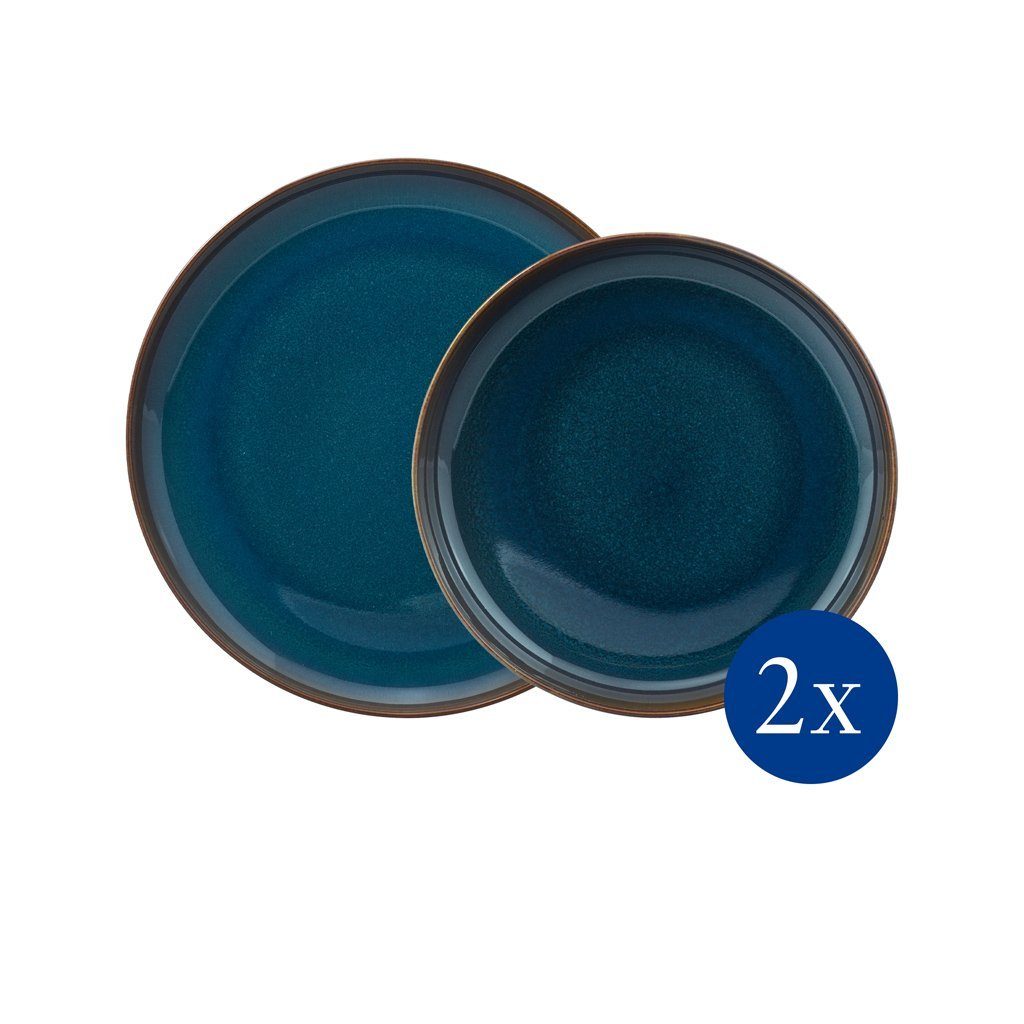 like. by Villeroy & Boch Personen, Geschirr-Set 4tlg. Crafted 2 Tafelset Porzellan (4-tlg), Denim