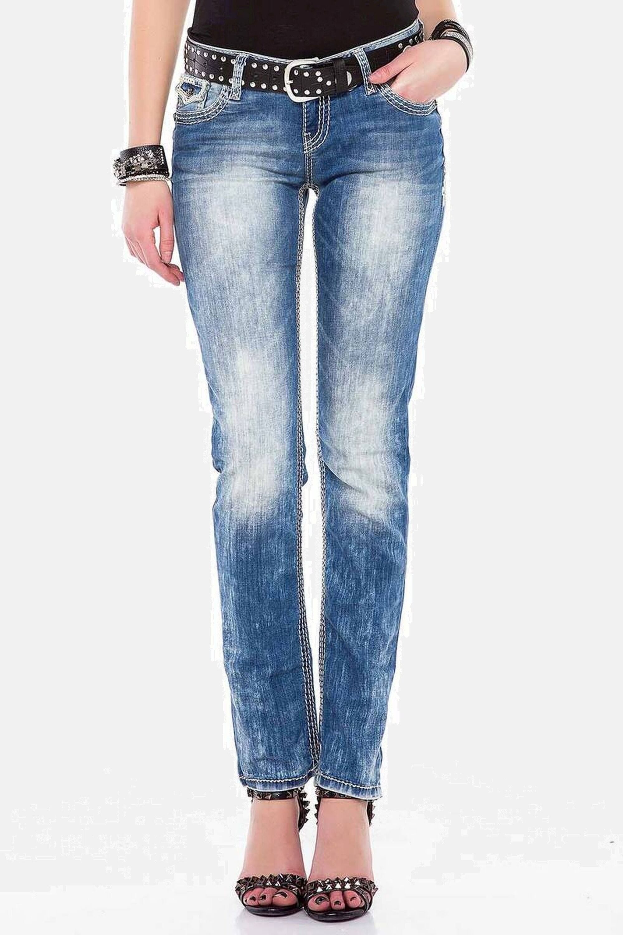 Cipo & Baxx Slim-fit-Jeans Jeans mit weißen Nähten, WD201