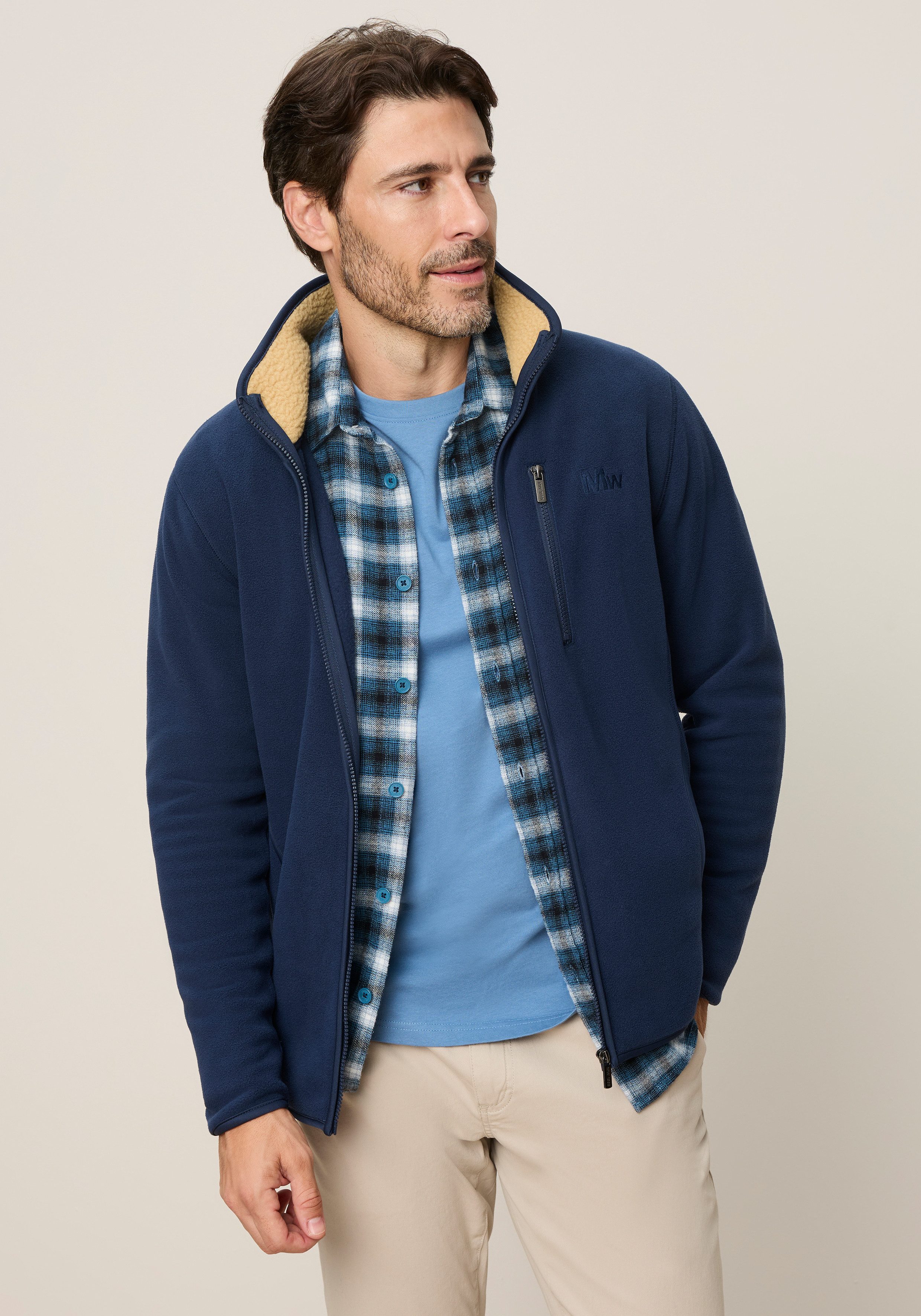 Man's World Fleecejacke Stehkragem mit Teddy Fleece für den Übergang