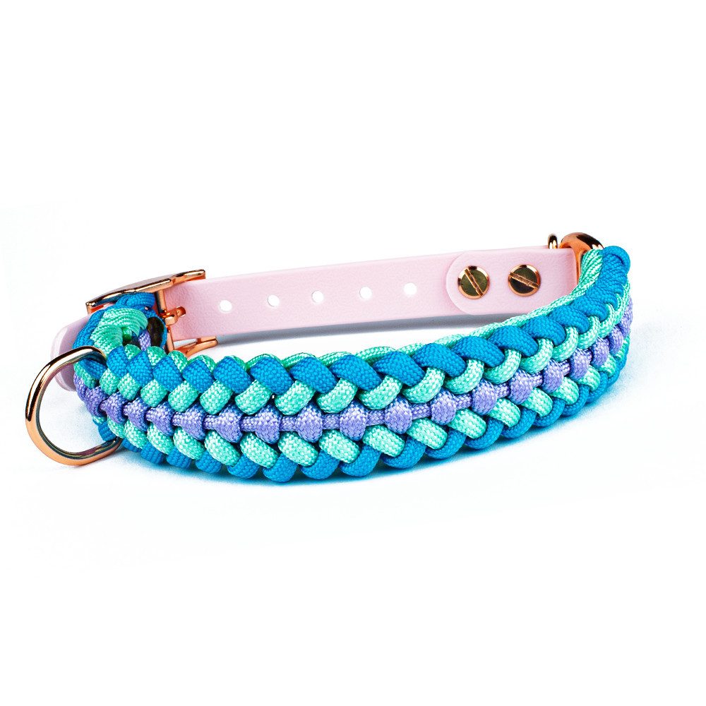 Tierluxe Hunde-Halsband Foxy Pink, Paracord, Biothane, Metall, Handgemacht