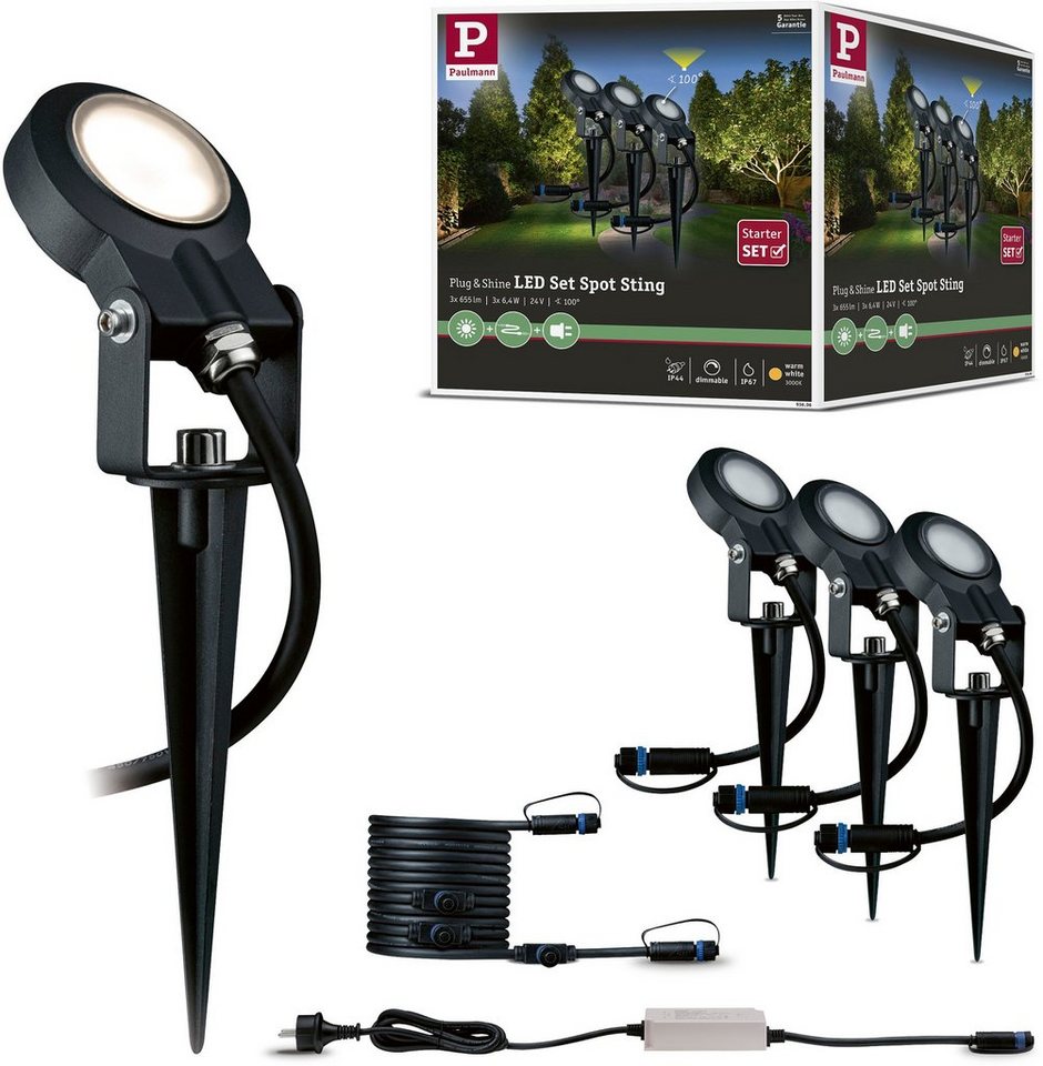 Paulmann LED Gartenstrahler Plug & Shine, Plug & Shine, LED fest  integriert, Warmweiß, LED-Modul, IP67, 3000K