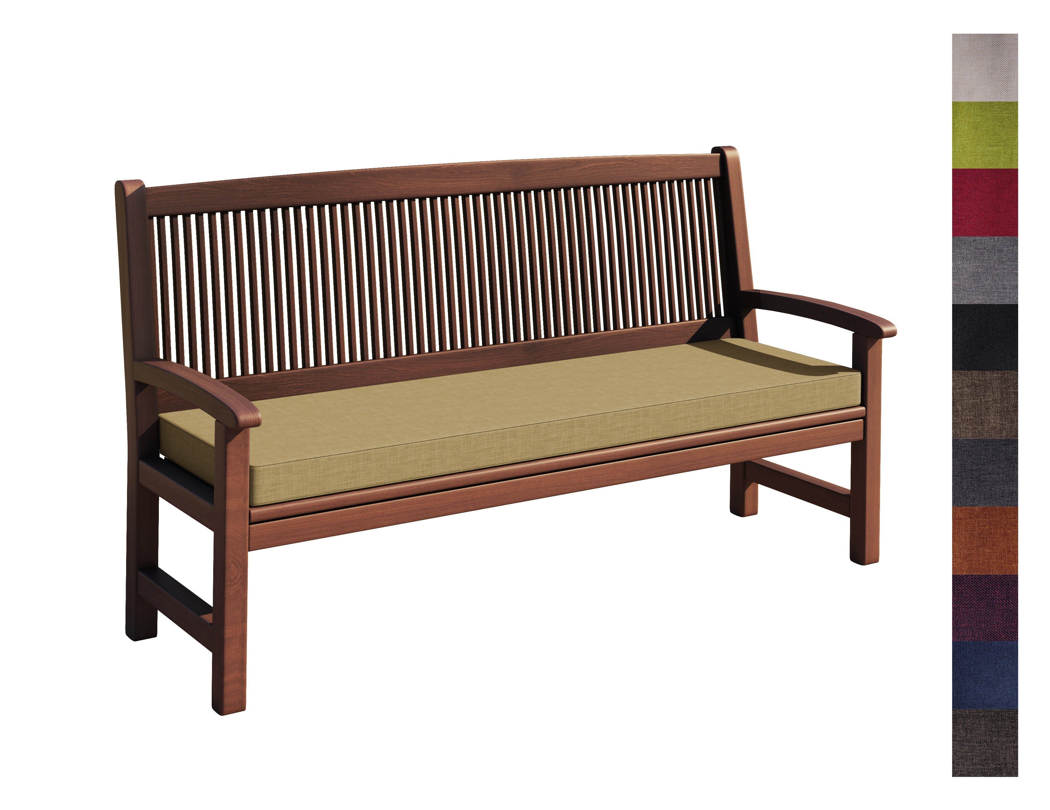 sunnypillow Bankauflage Bankkissen mit abnehmbarem Bezug, Auflage für Gartenbank 190 x 60 x 5cm