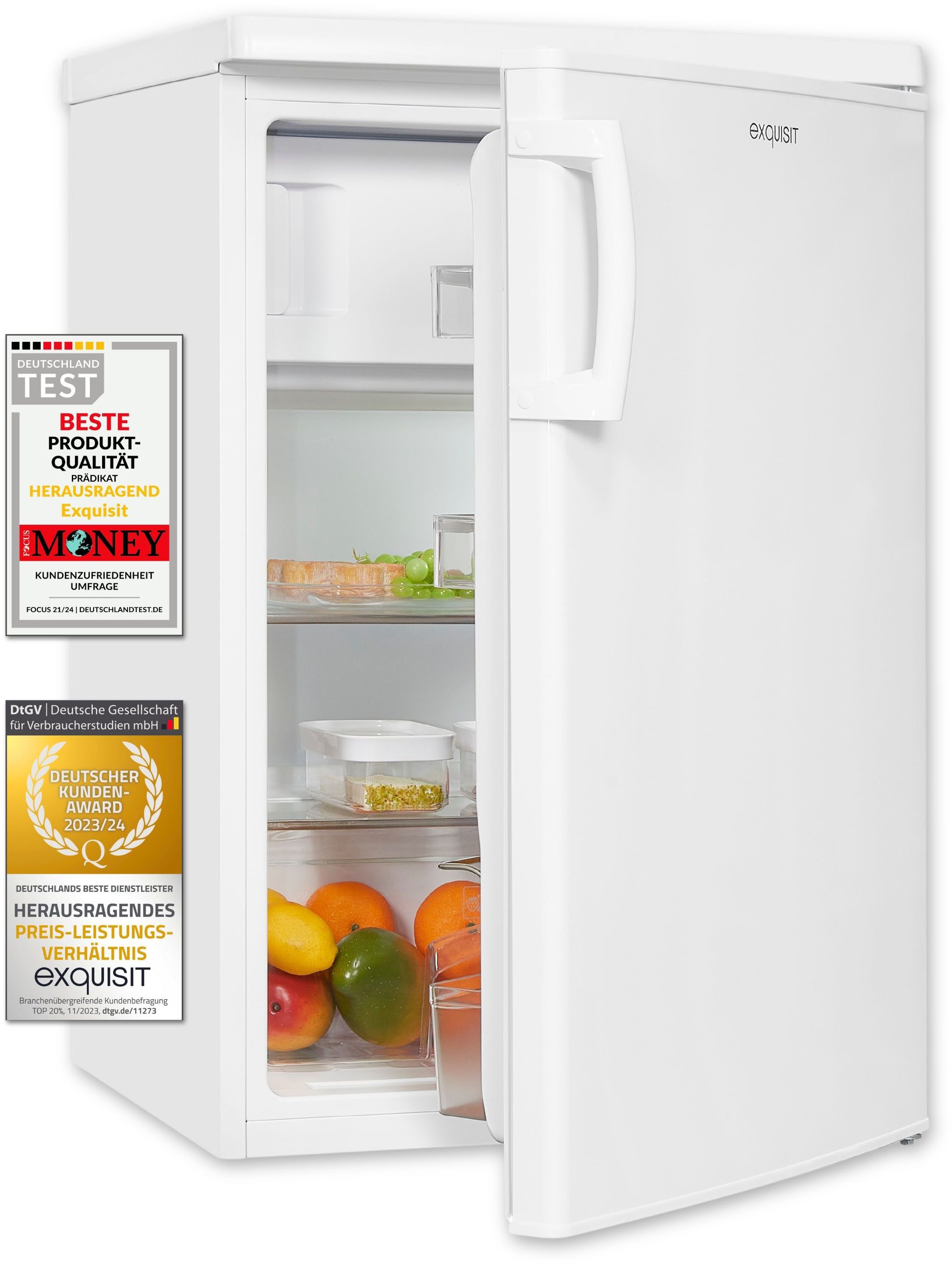 exquisit Kühlschrank KS16-4-HE-040D weiss, 85 cm hoch, 55 cm breit, 109 Liter Nutzinhalt, stufenlose Temperaturregelung, 4 Sterne – Bild 2 von 5