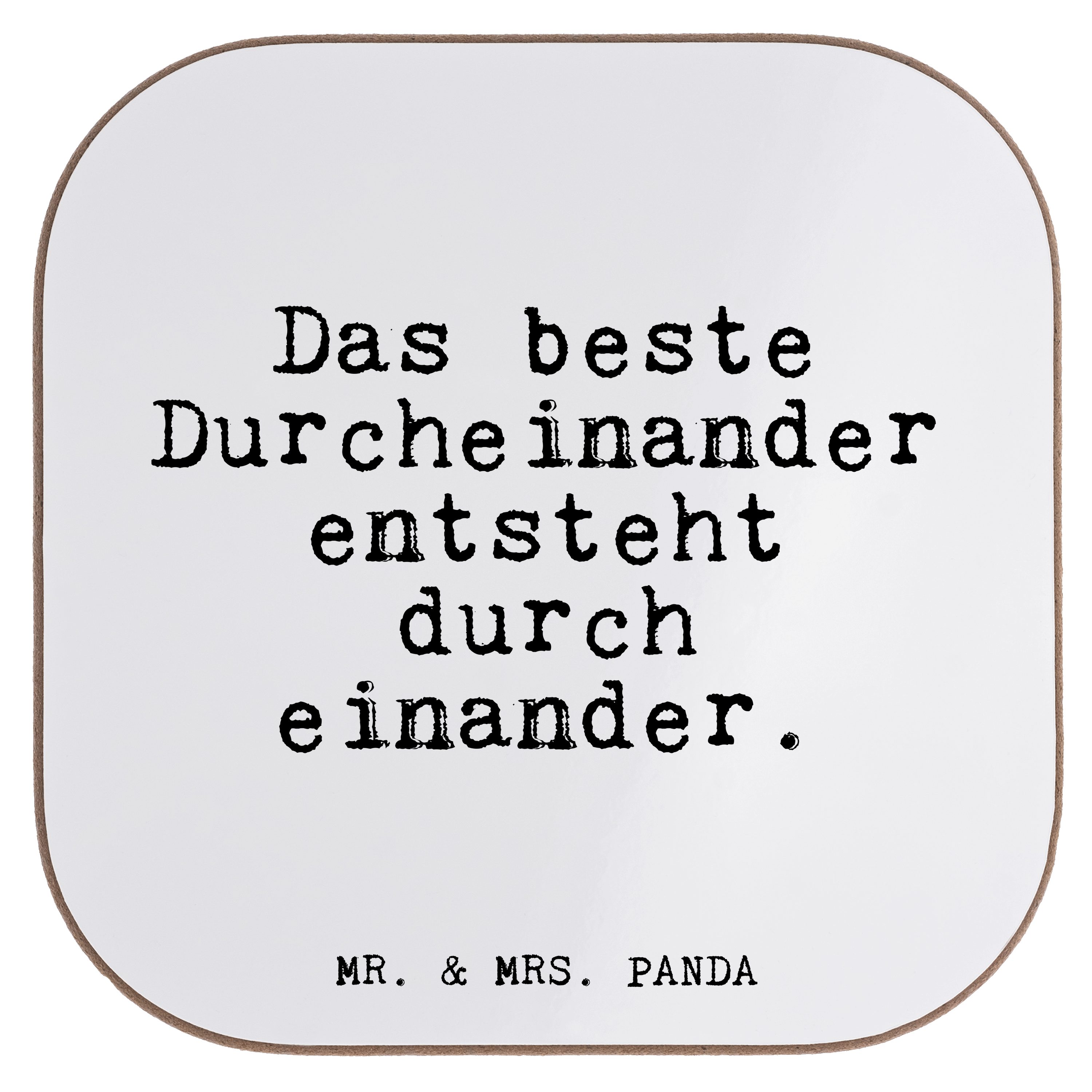 Mr. & Mrs. Panda Getränkeuntersetzer Das beste Durcheinander entsteht... - Weiß - Geschenk, Chaos, Liebe, 1-tlg.