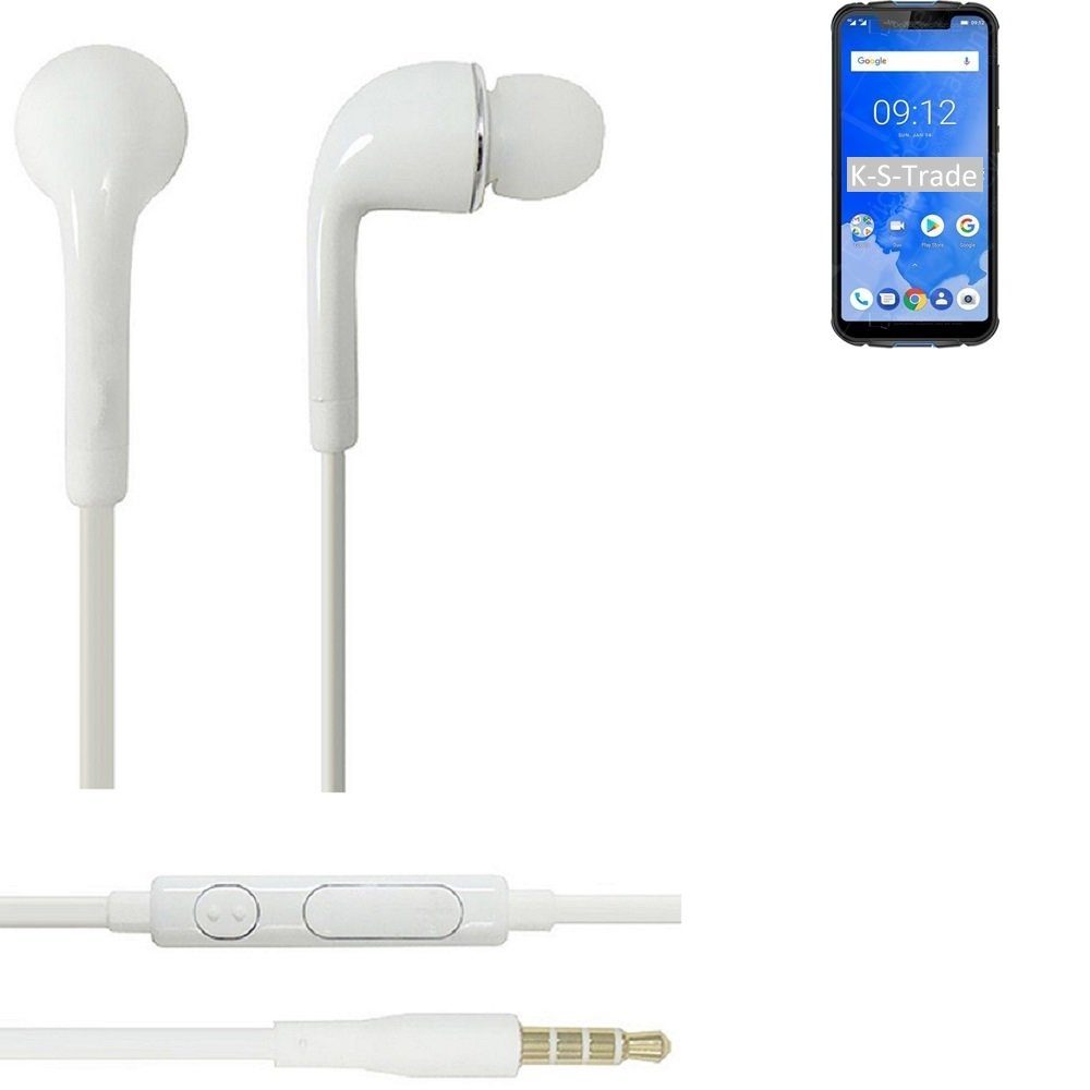 K-S-Trade für Ulefone Armor 3,5mm) Headset u (Kopfhörer 5 Lautstärkeregler mit In-Ear-Kopfhörer Mikrofon weiß