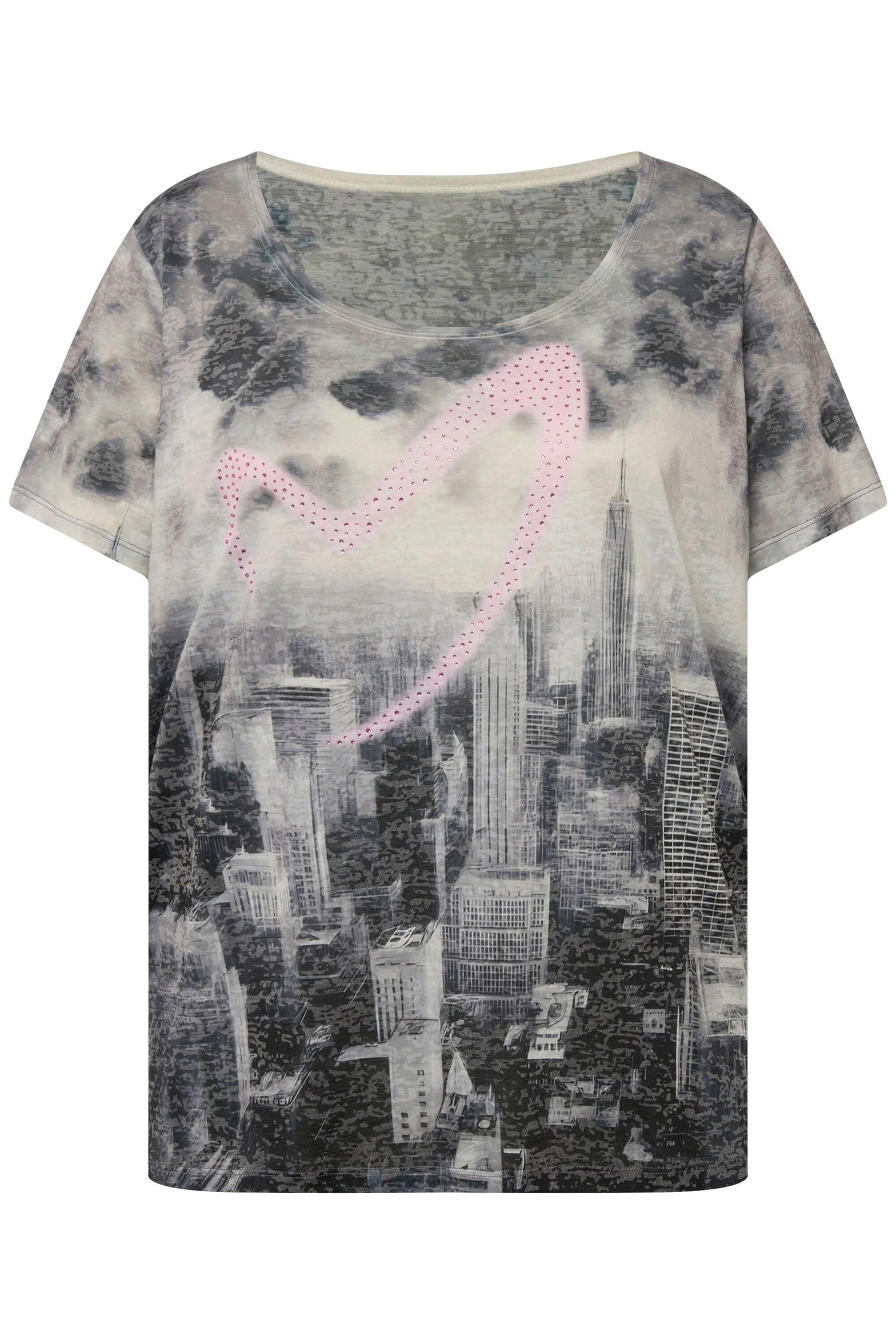 MIAMODA T-Shirt T-Shirt Skyline-Druck mit Herz Rundhals Halbarm günstig online kaufen