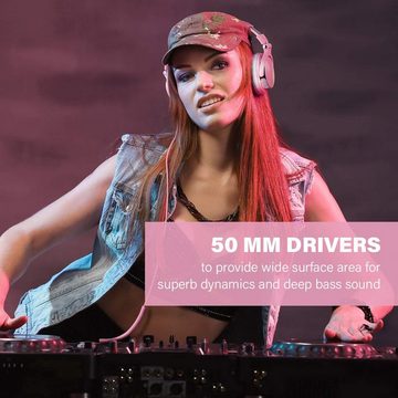 OneOdio Over Ear mit Kabel 50mm Treiber, Bassklang, 6.35 & 3.5mm Klinke Headset (DJ-Design mit 90° schwenkbaren Ohrmuscheln für professionelle Überwachung., Share-Port, Geschlossene DJ Headphones für Studio, Podcast, Monitor)