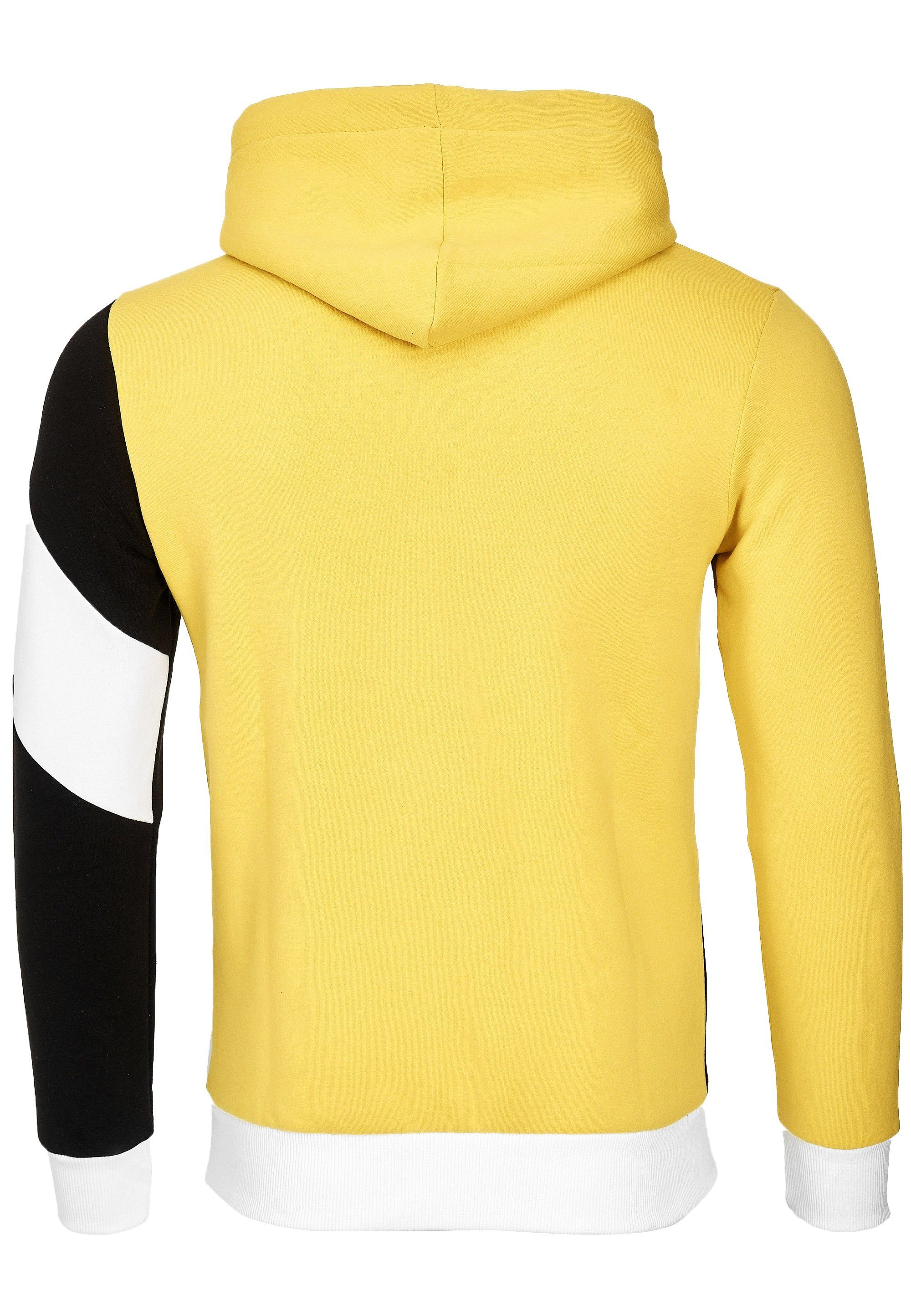 Rusty Neal Kapuzensweatshirt in Design gelb-schwarz sportlichem