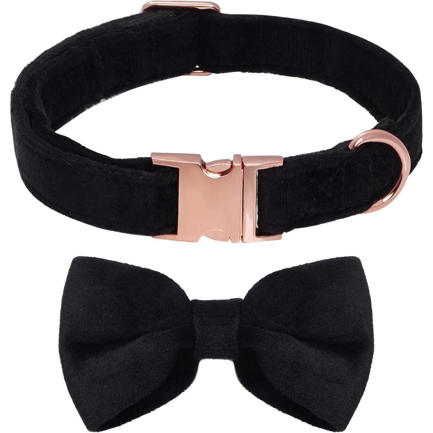 LuxusKollektion Hundefliege Hundehalsband Samt Fliege M Schwarz, Textil