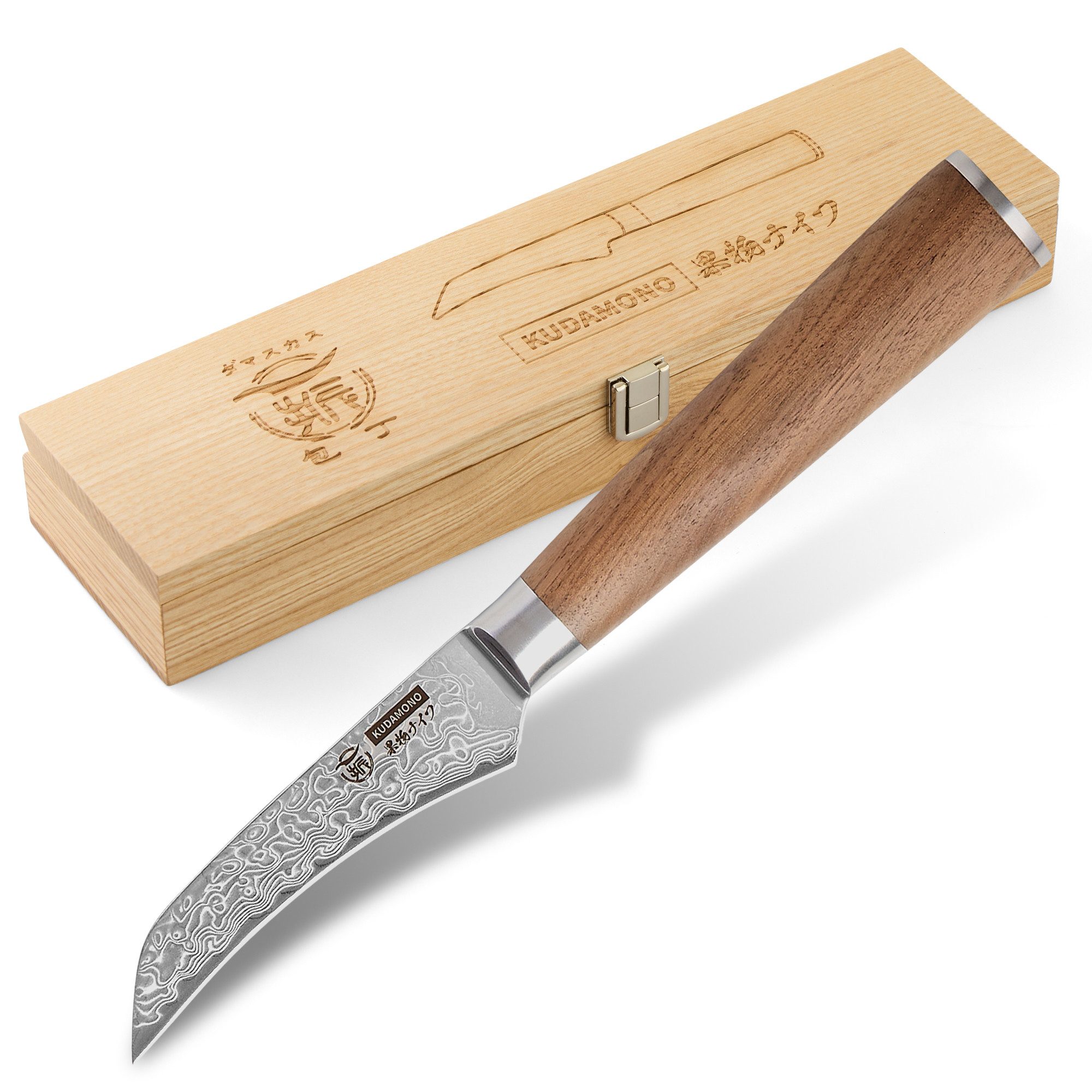 HITOFURI® Damastmesser HITOFURI® KUDAMONO Damaskusmesser Universalmesser Premium Messer, inkl. einer edlen Holzbox, Messerscheide, Pflegetuch sowie Pflegeöl