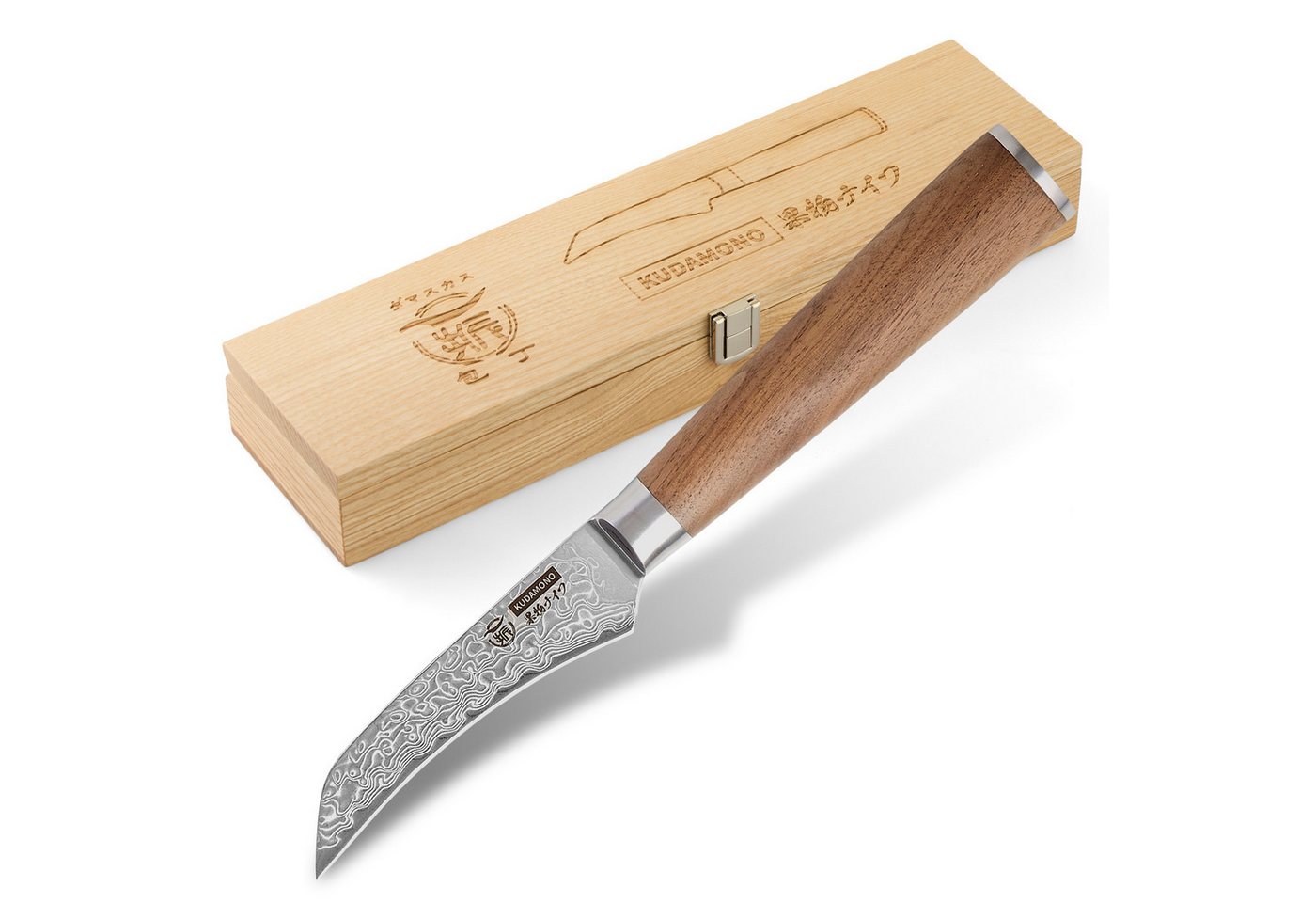HITOFURI® Damastmesser HITOFURI® KUDAMONO Damaskusmesser Universalmesser Premium Messer, inkl. einer edlen Holzbox, Messerscheide, Pflegetuch sowie Pflegeöl