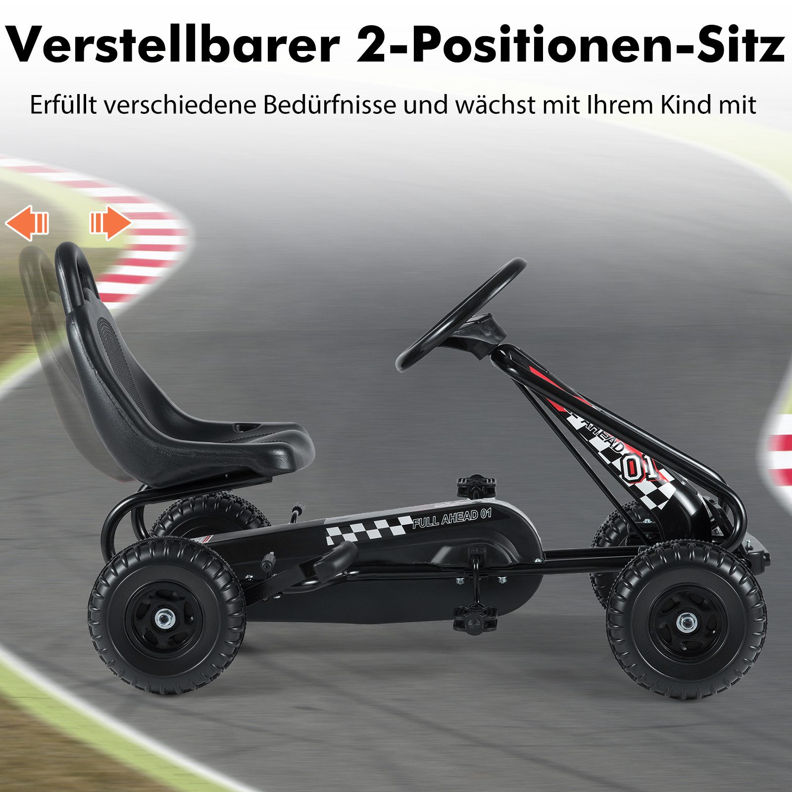 COSTWAY Go-Kart, Tretauto, Tretfahrzeug, Kinderfahrzeug, ab 3 Jahren