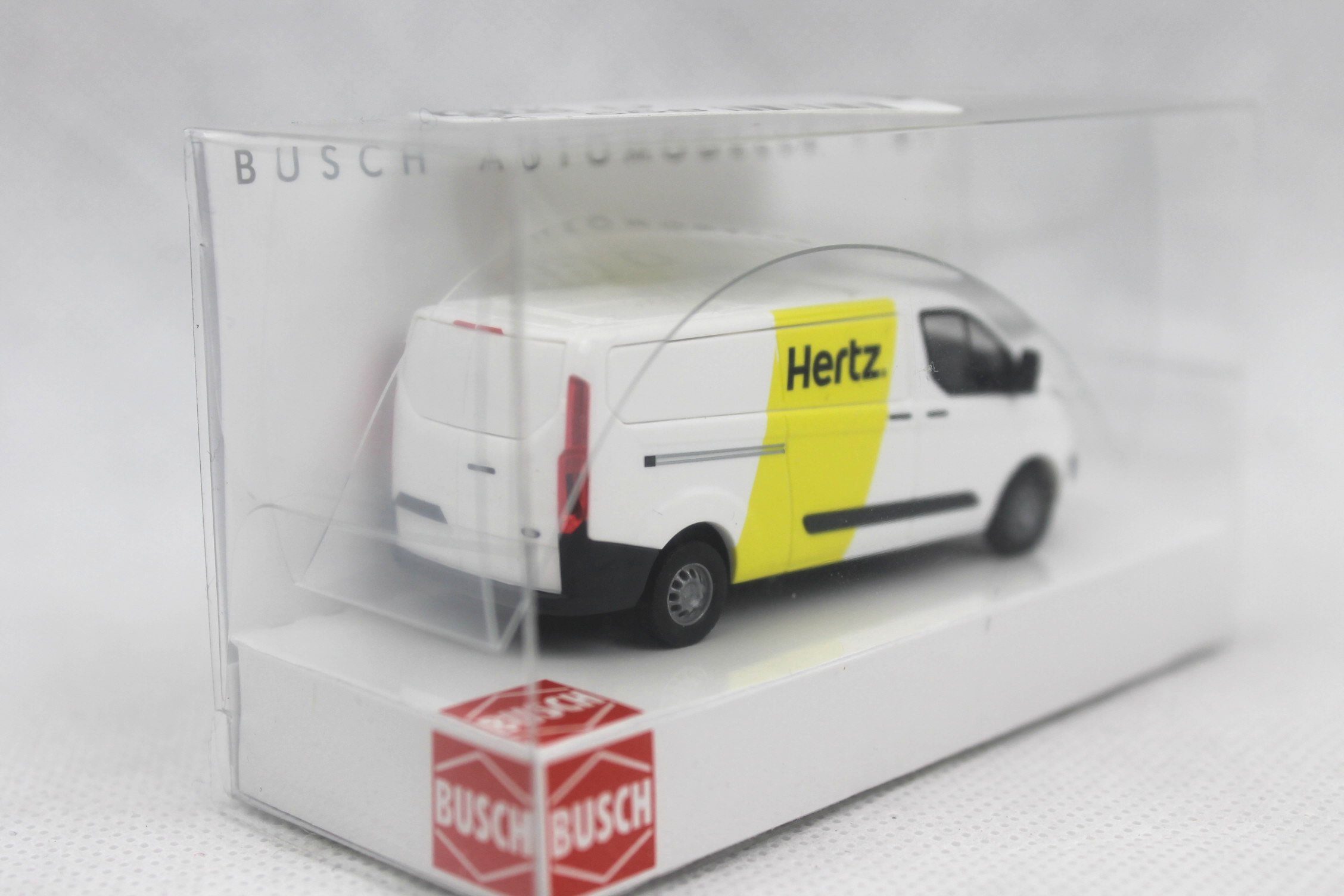 1:87 Transit Custom, - Busch 52417 Hertz Autovermietung Modellauto Ford