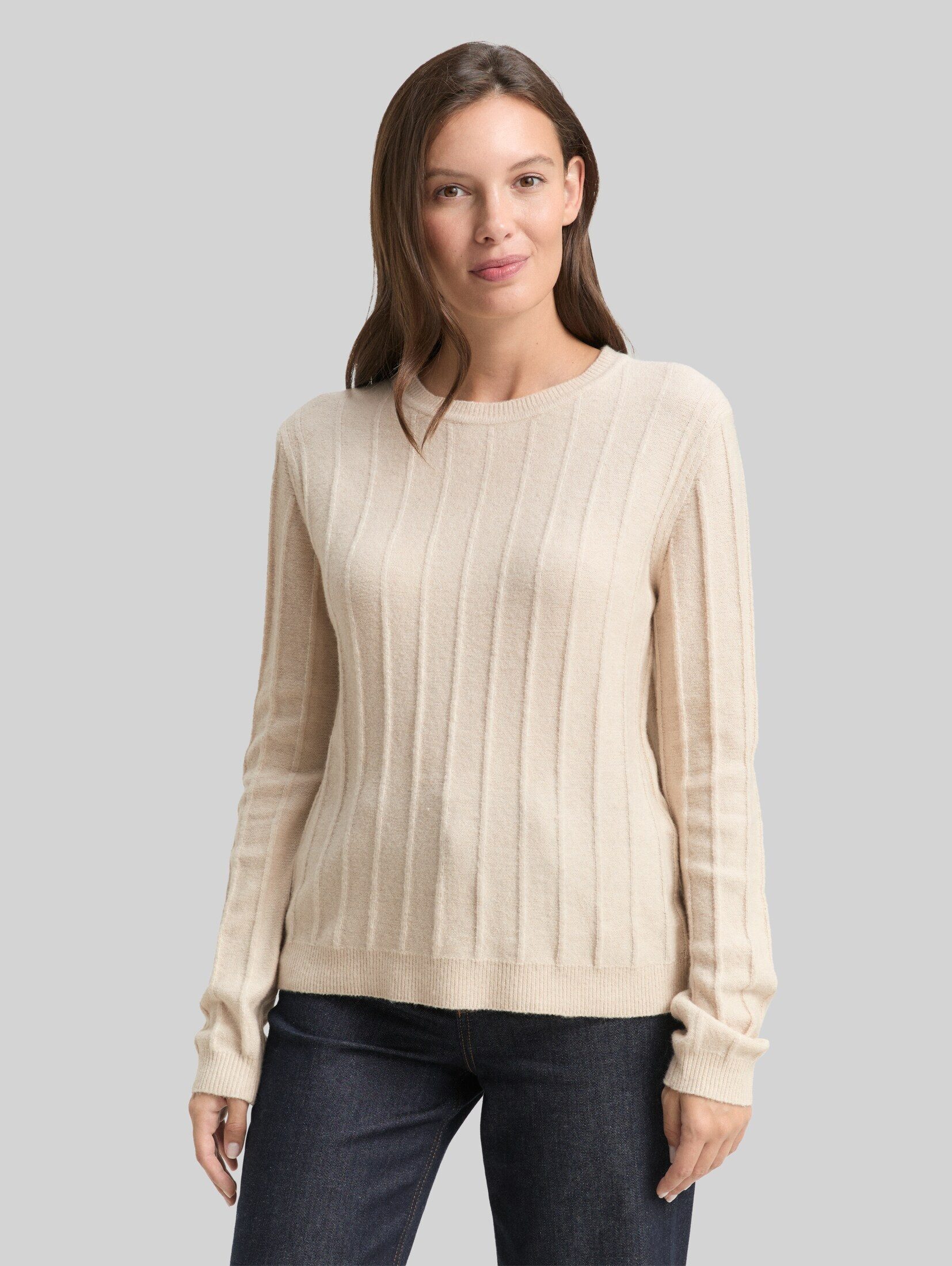 TOM TAILOR Strickpullover Pullover & Strickjacken Rib Strickpullover mit Wollanteil