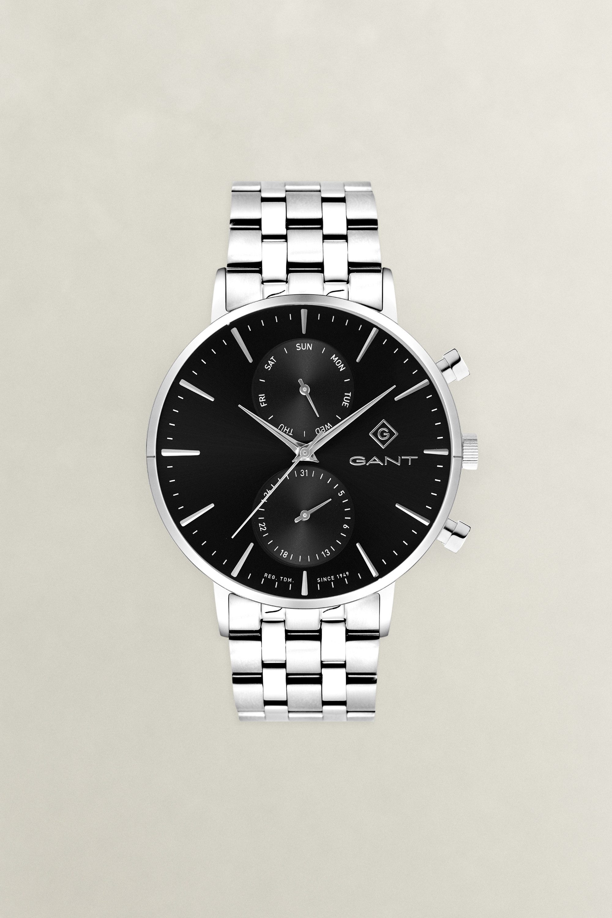 Gant Quarzuhr Park Hill Day G121012, Armbanduhr, Herrenuhr, Edelstahlarmband, analog, Tag, Wochentag